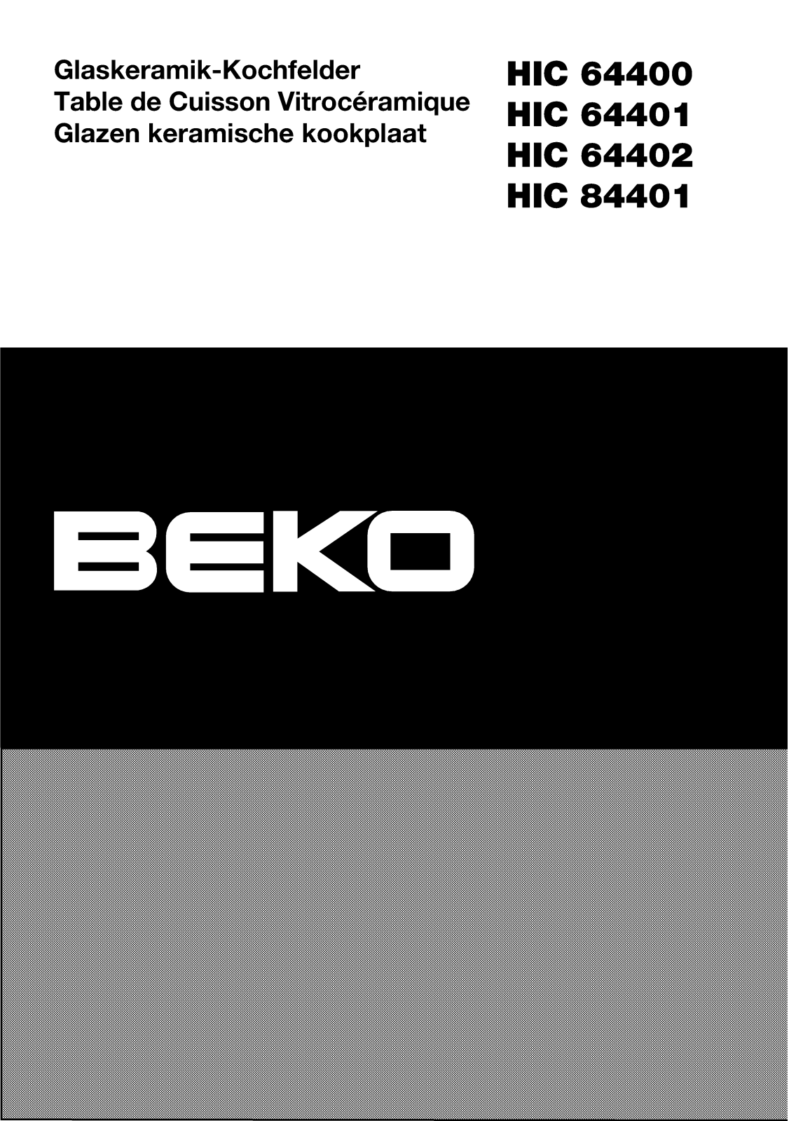 Beko HIC64400, HIC64401, HIC64402, HIC84401 User manual