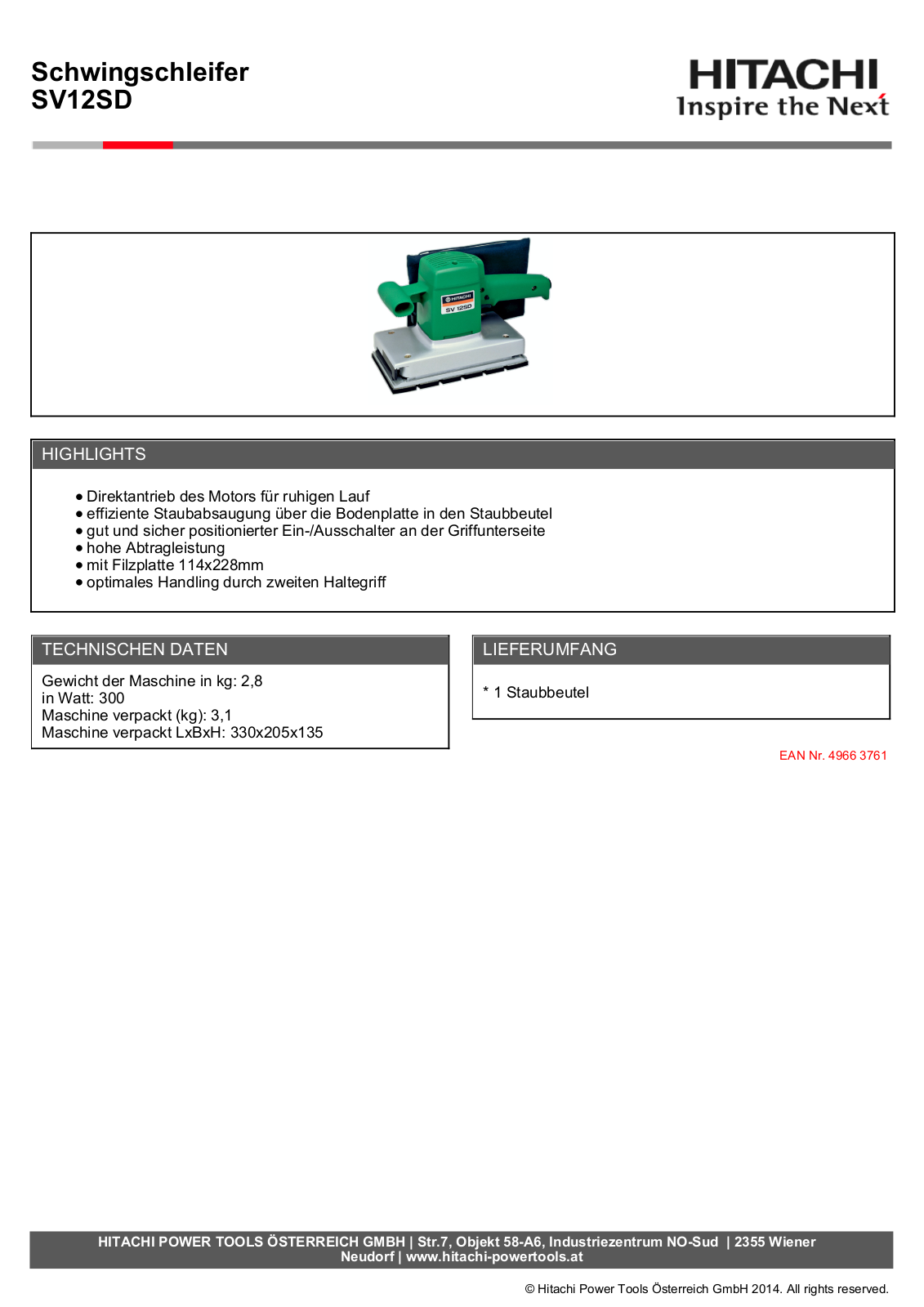 Hitachi SV12SD User Manual