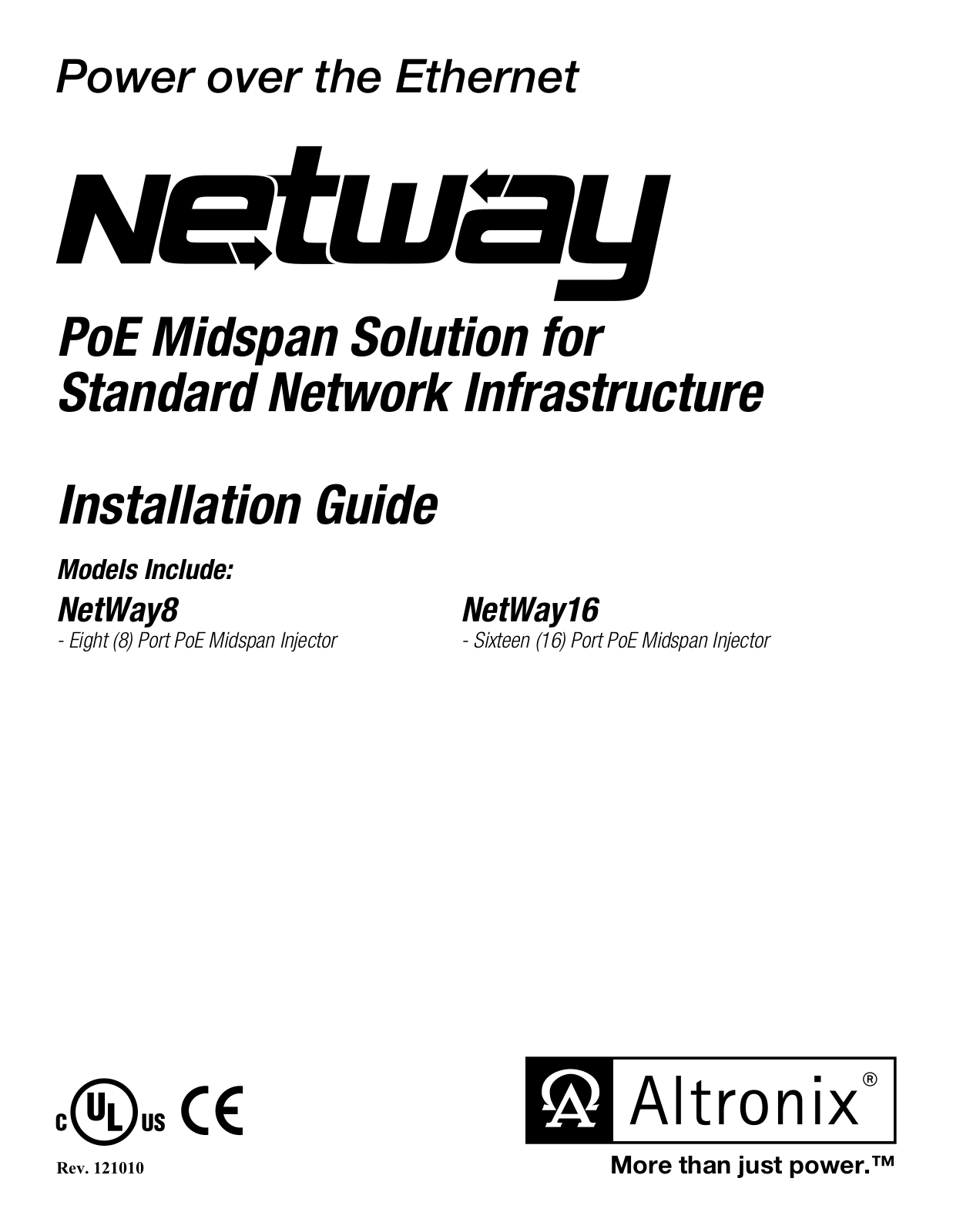 Altronix NetWay8 Installation Instructions