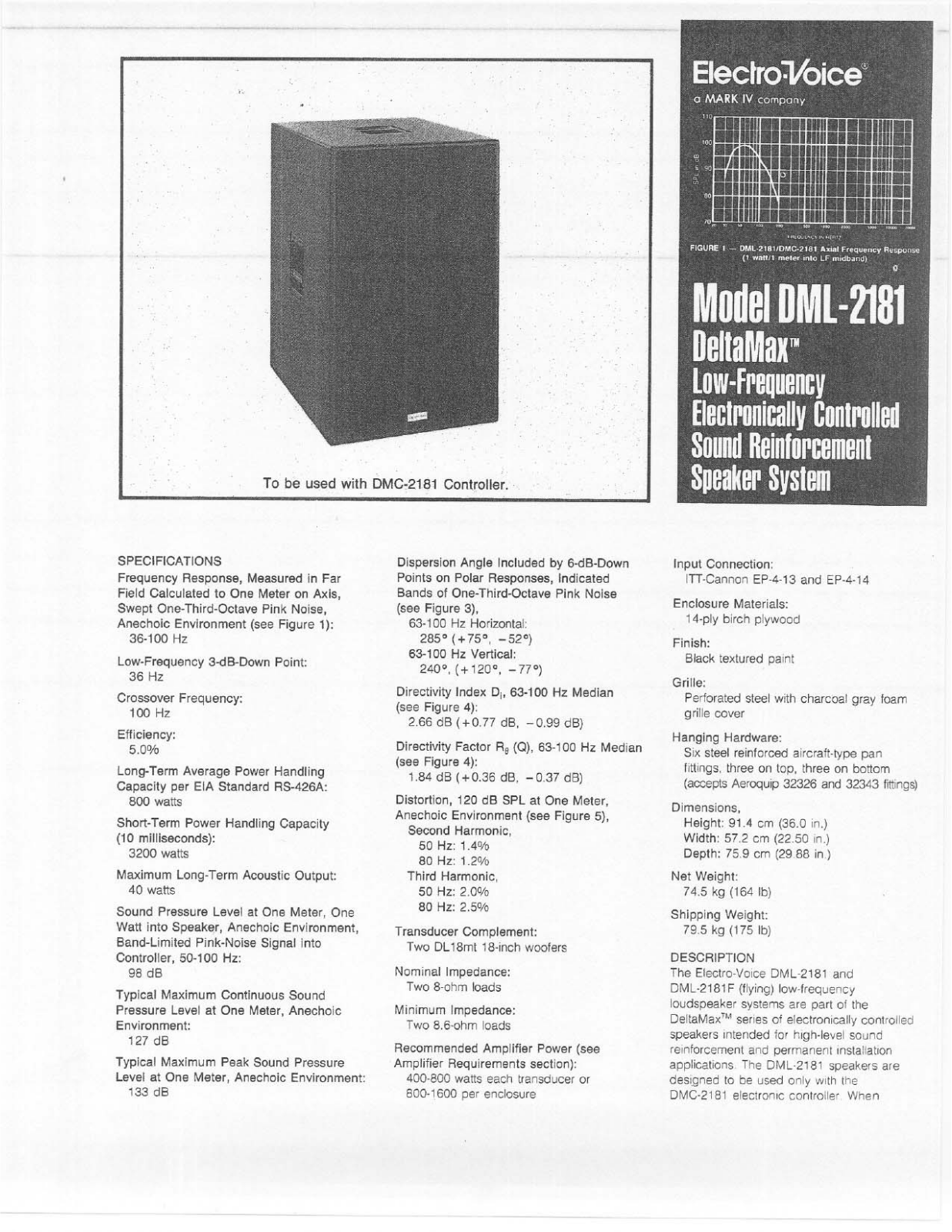 Electro-voice DML-2181 DATASHEET