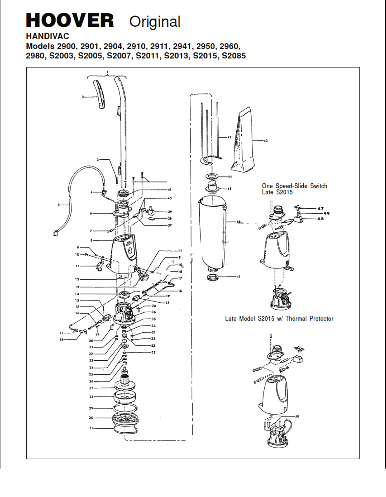 Hoover 2980, 2941, 2950, 2960, 2911 Owner's Manual