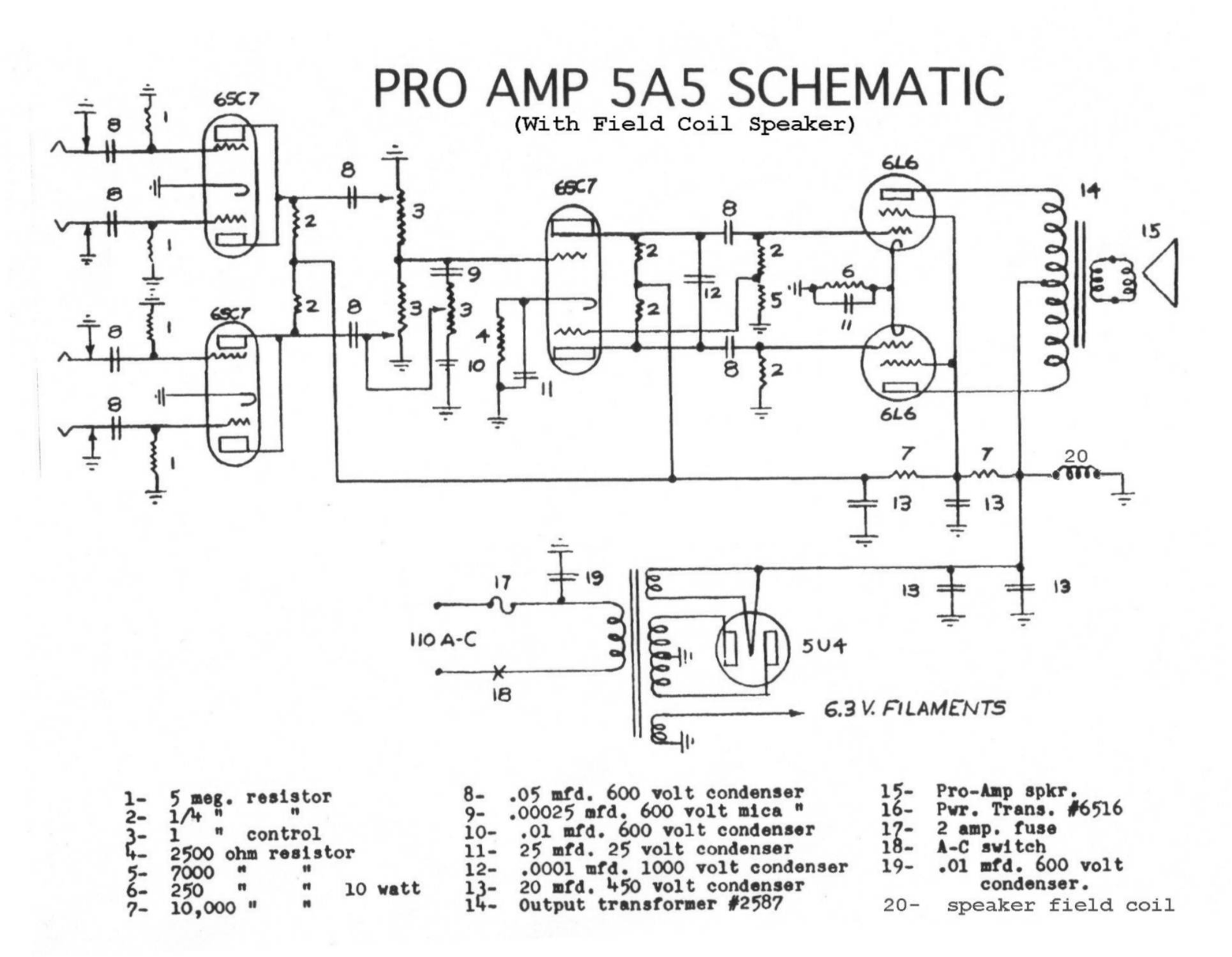 Fender Pro-5A5 Schematic