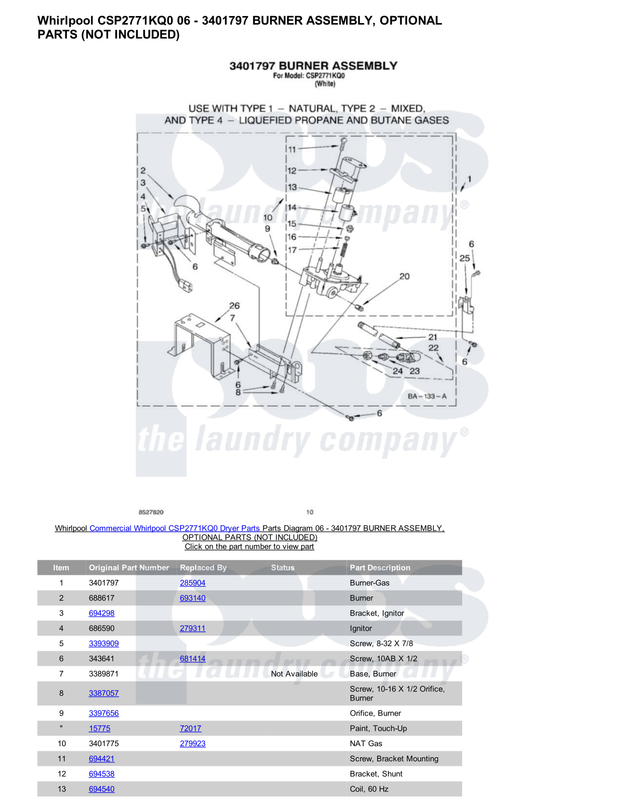 Whirlpool CSP2771KQ0 Parts Diagram