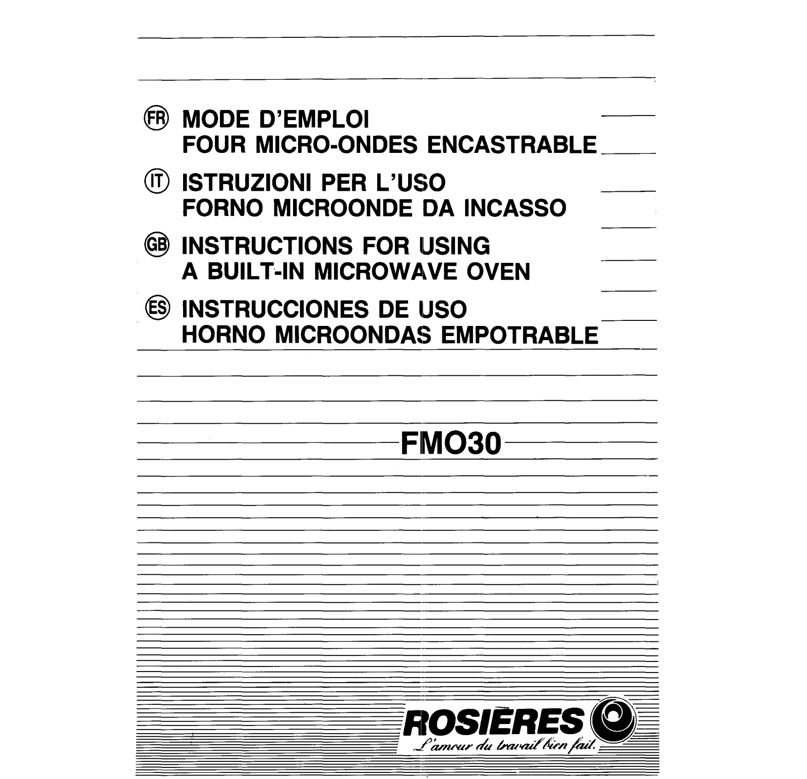 ROSIERES FMO 30 User Manual