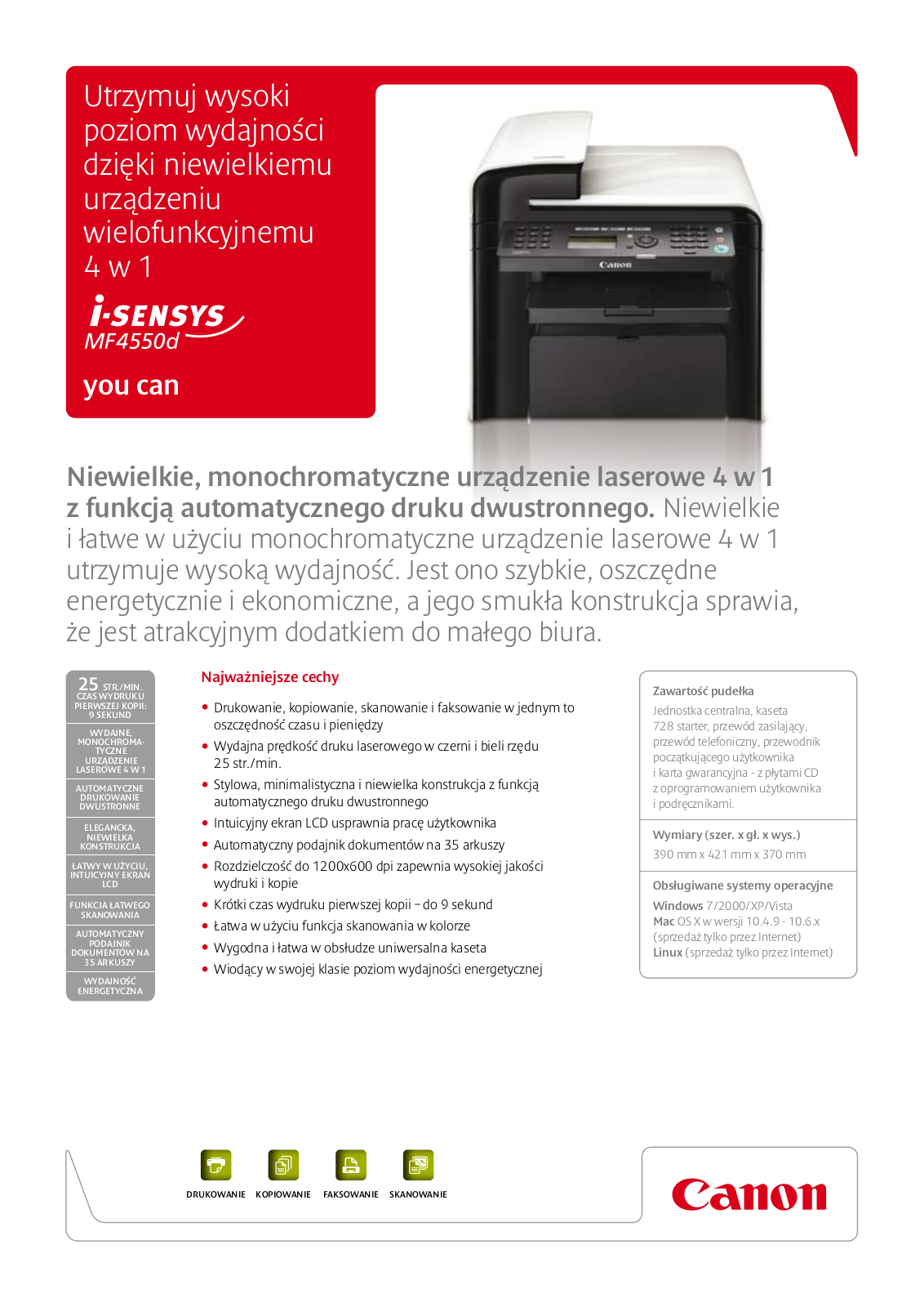 Canon I-SENSYS MF4550D BROCHURE