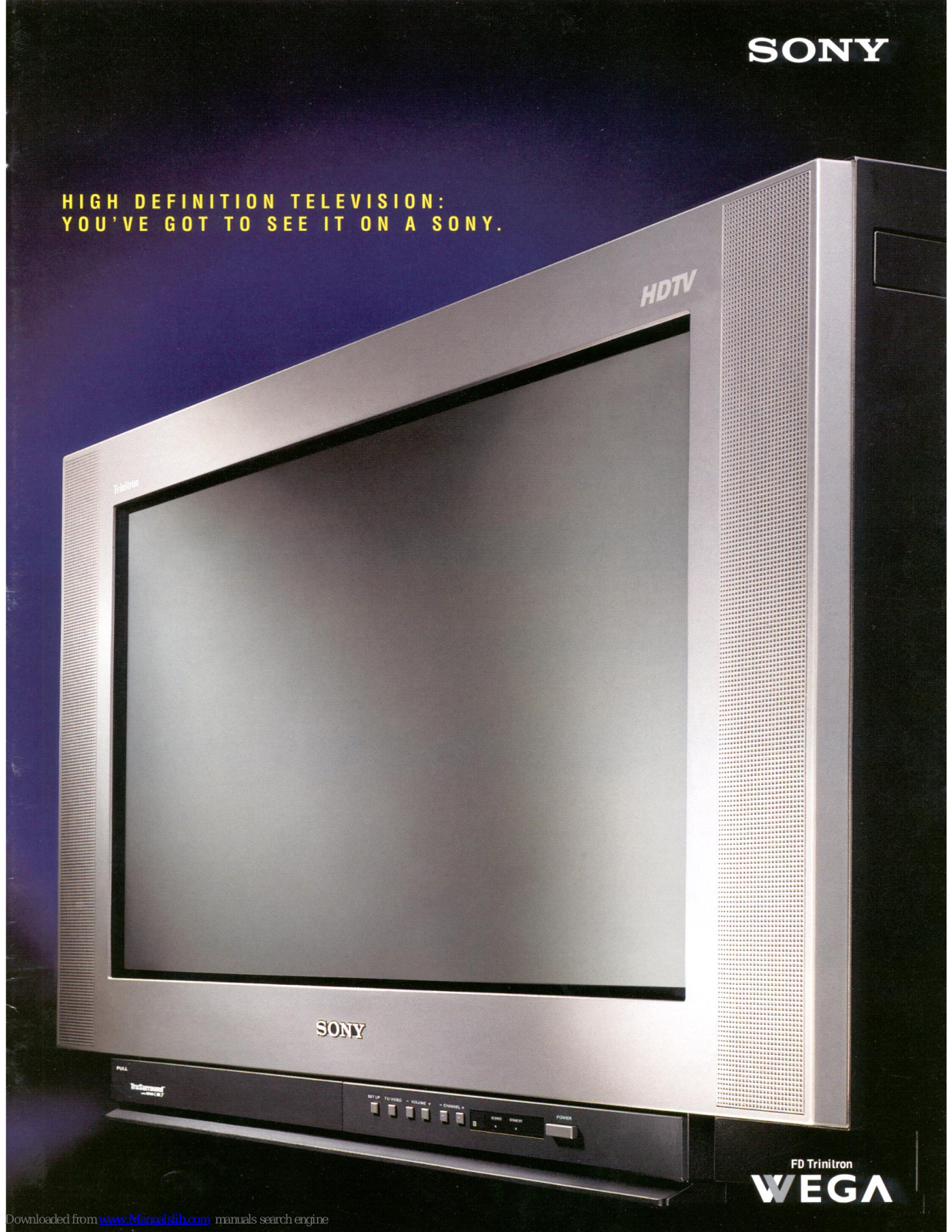 Sony FD Trinitron Wega KW-34HD1,DTR-HD1 Brochure & Specs