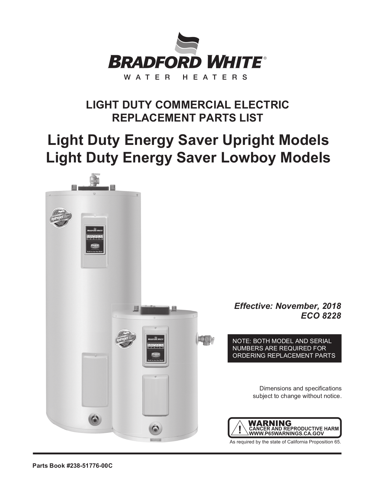 Bradford White LE120L3-3, LE130L3-3, LE140L3-3, LE150L3-3 Service manual