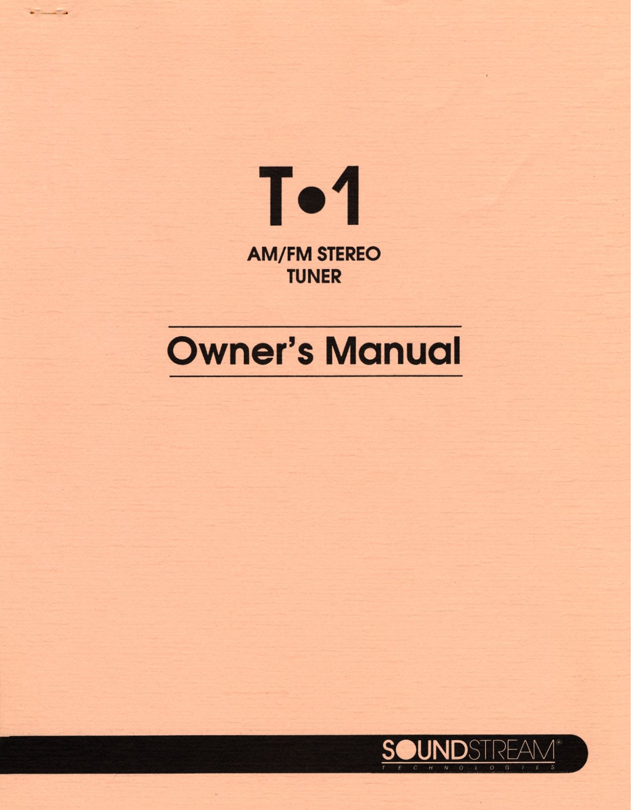 Soundstream T-1 Owners manual