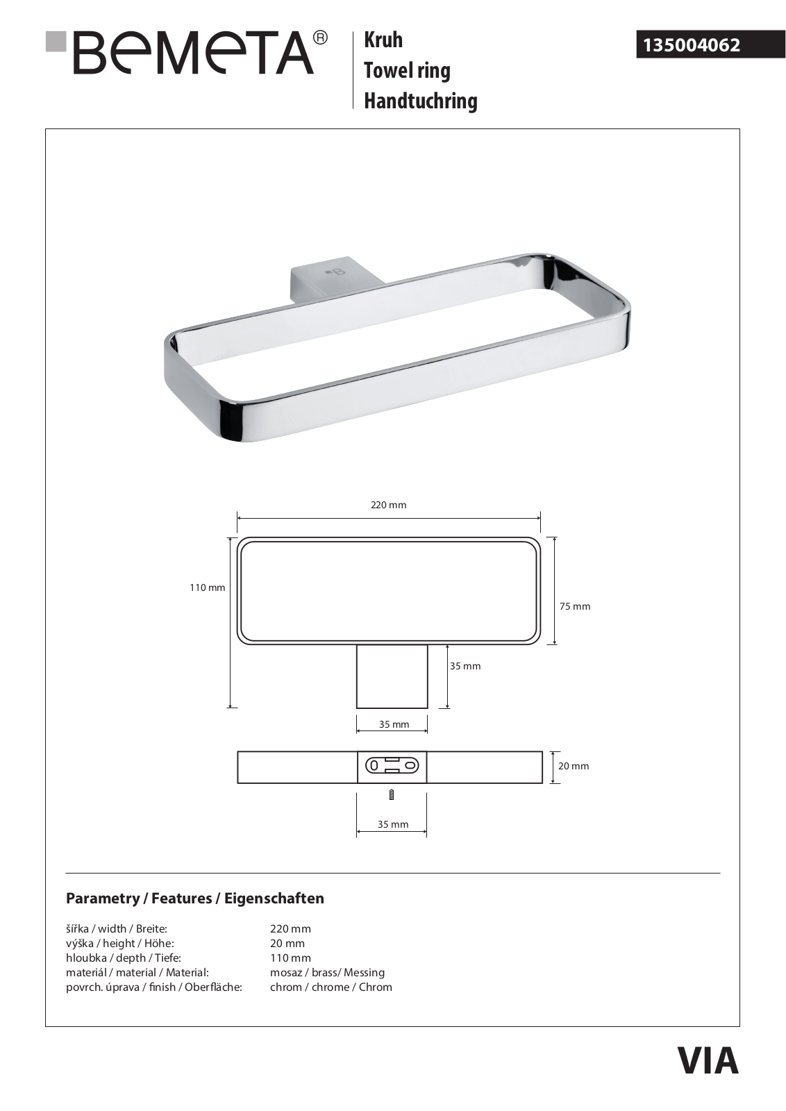 Bemeta Via 135004062 User guide