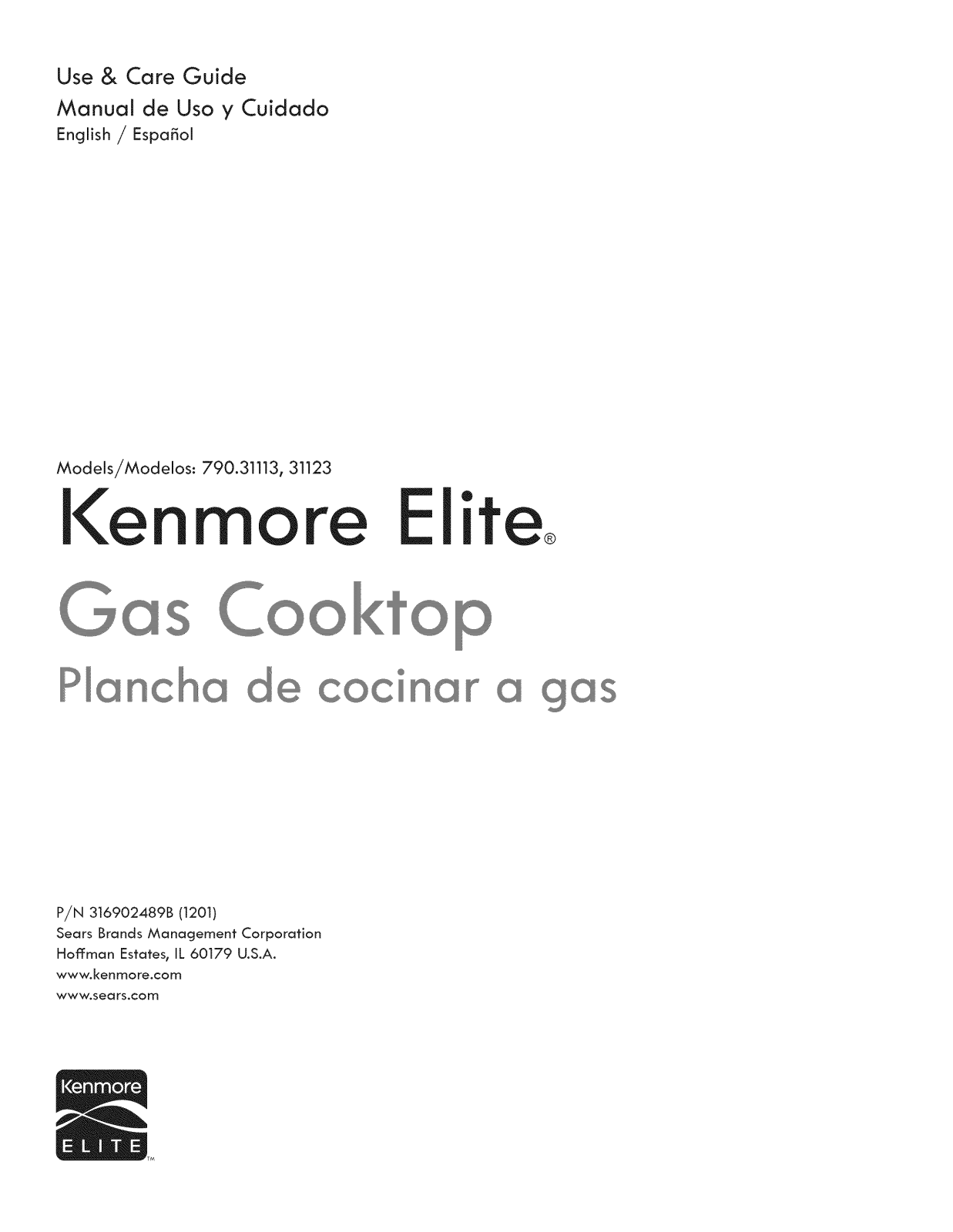 Kenmore Elite 79031123211, 79031123110, 79031113211, 79031113110 Owner’s Manual