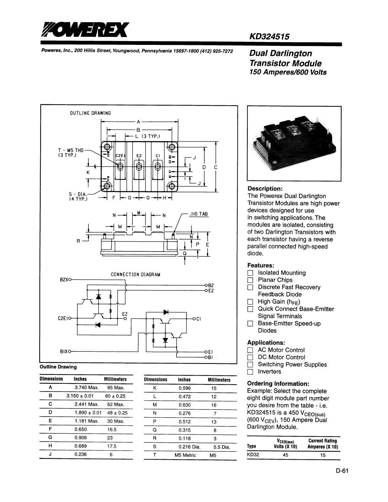 POWEREX KD324515 Datasheet