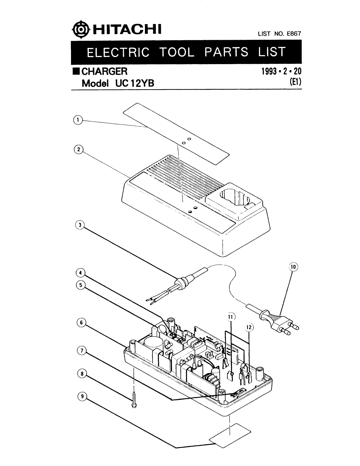 Hitachi UC12YB PARTS LIST