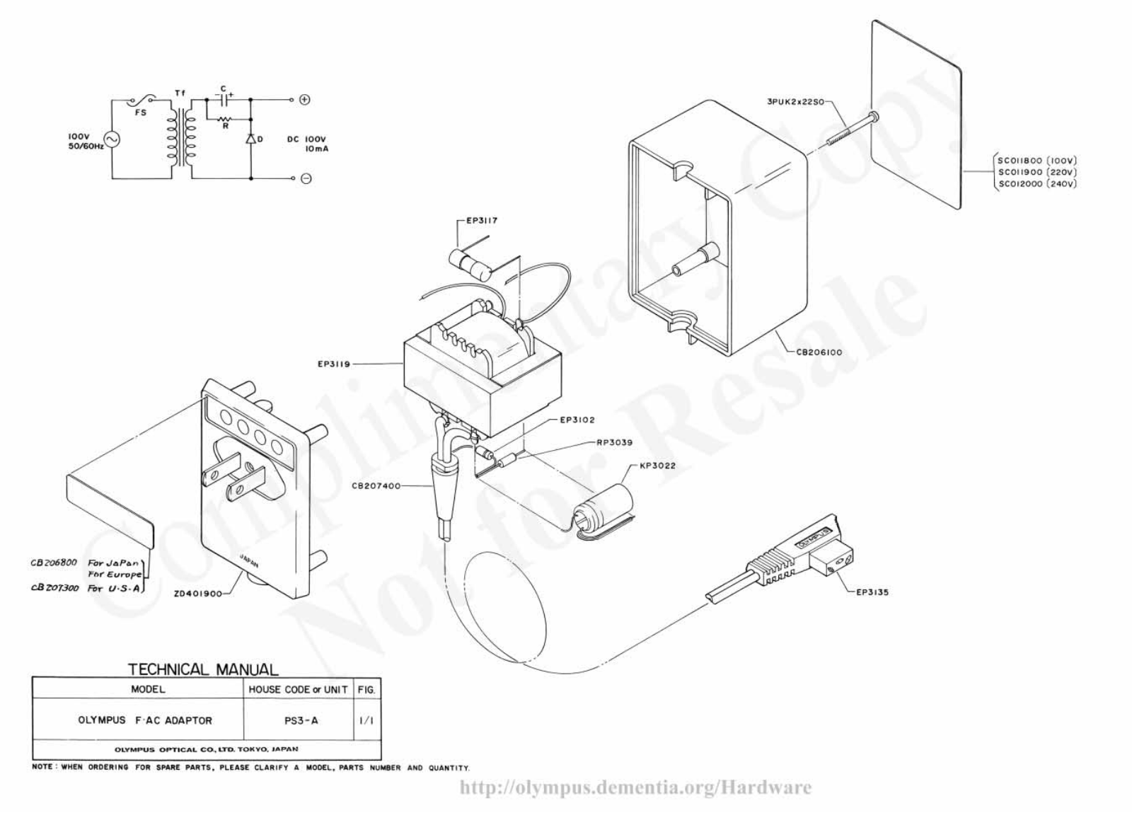 OLYMPUS F.AC Service Manual