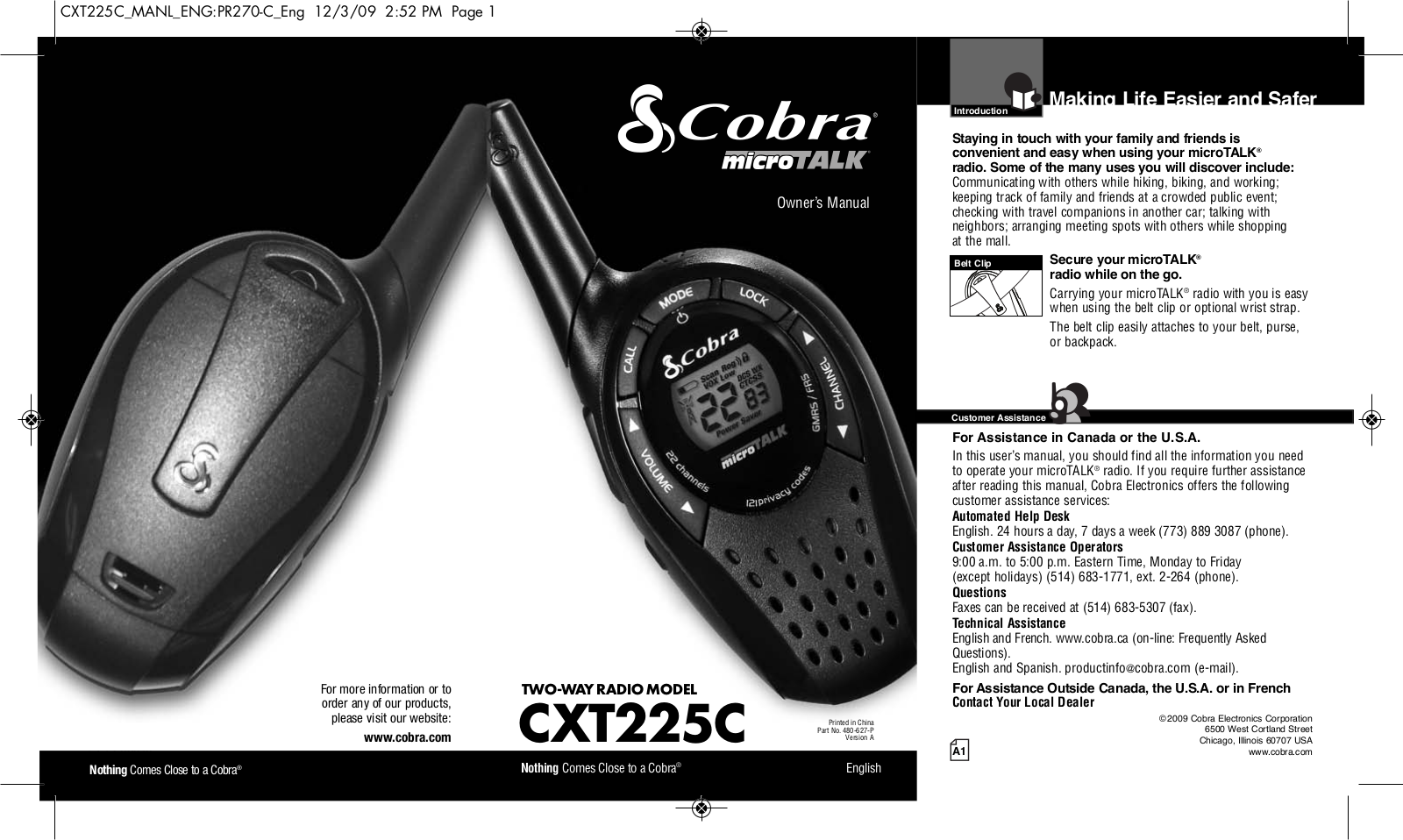 Cobra Electronics CXT225C User Manual