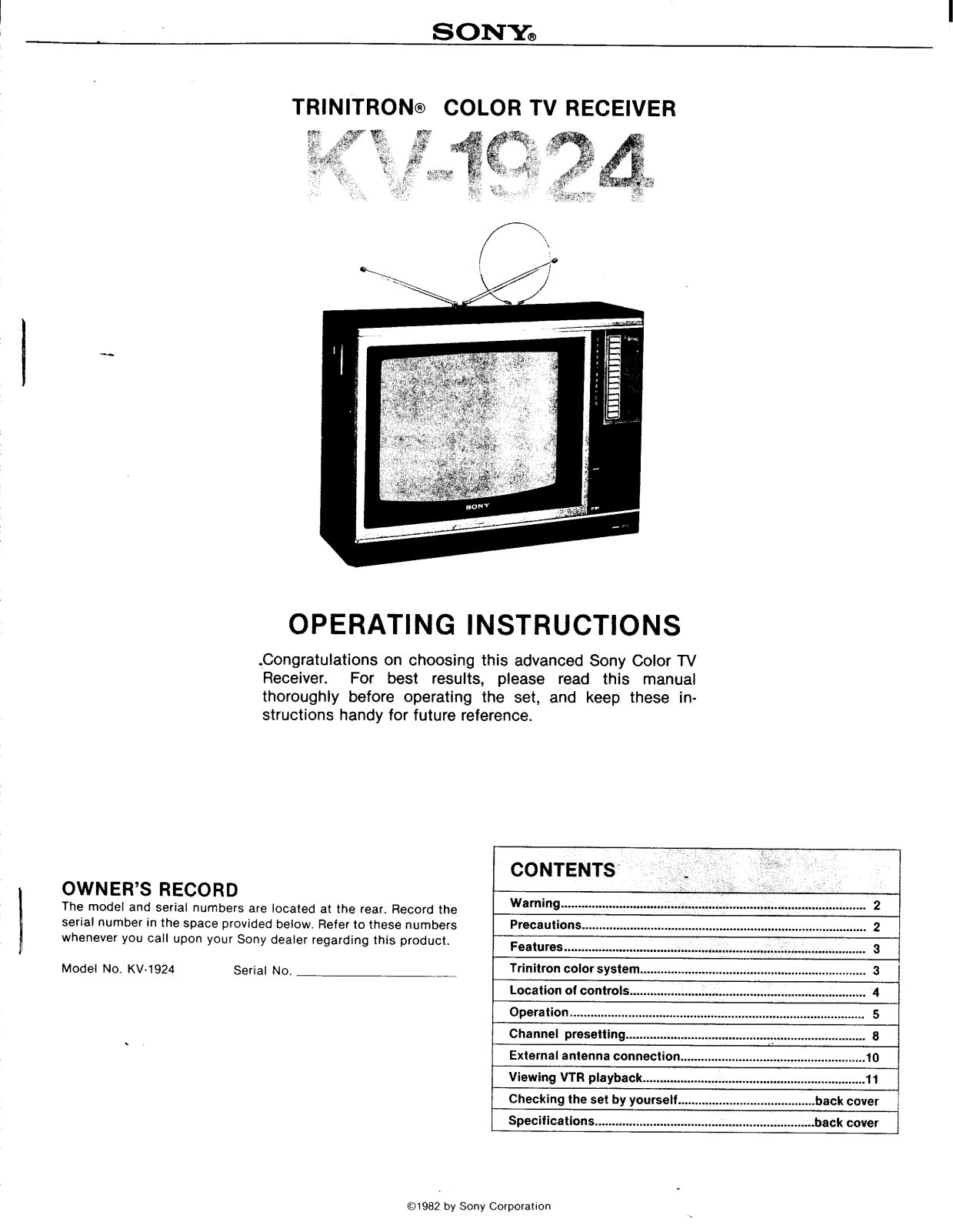 Sony KV-1924 Operating manual