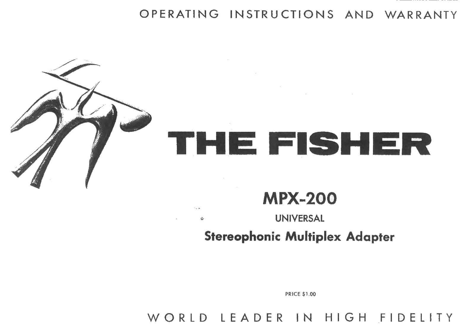 Fisher MPX-200 Owners Manual