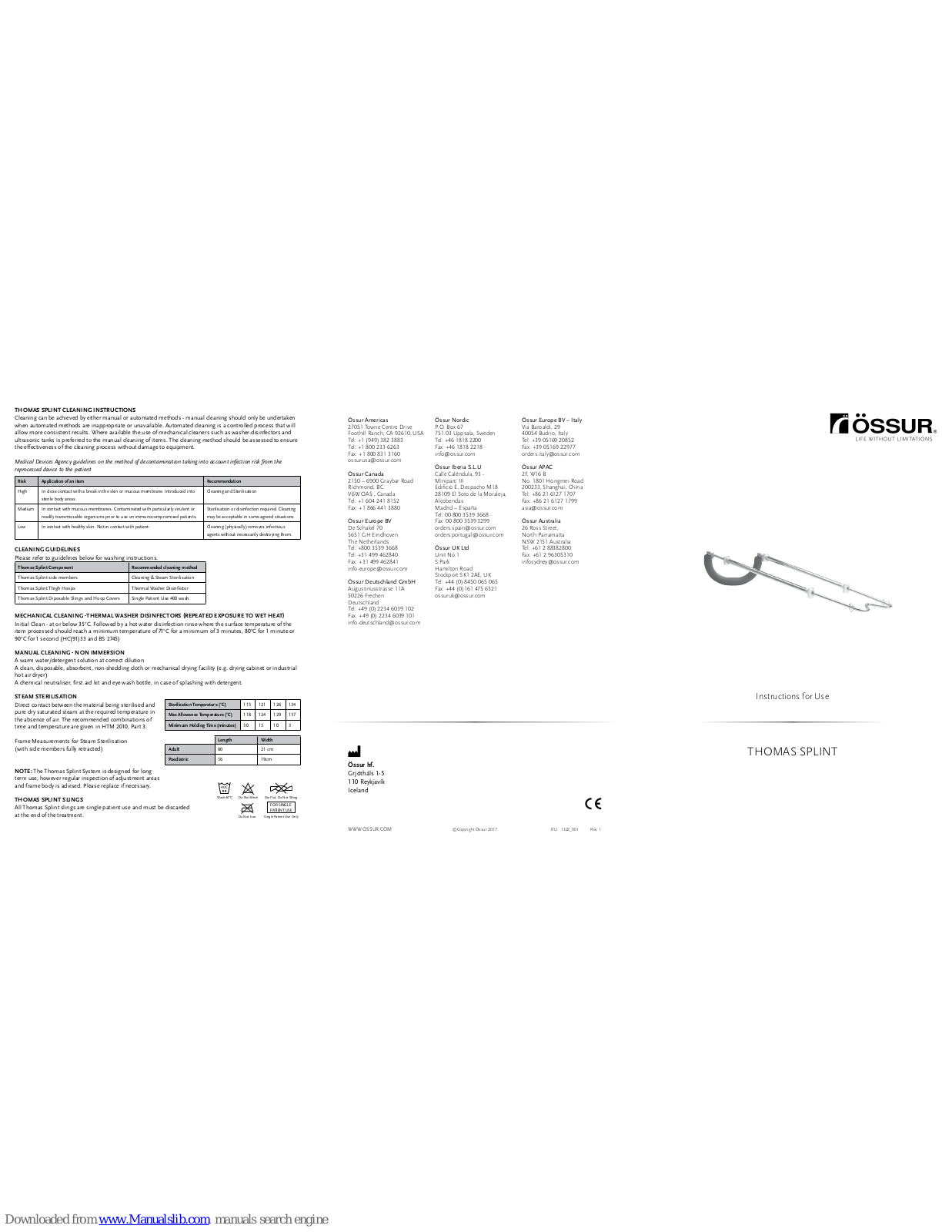 Ossur THOMAS SPLINT Instruction Manual