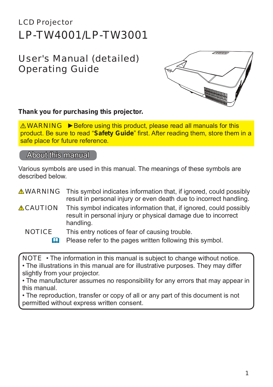 Hitachi LP-TW4001, LP-TW3001 User Manual