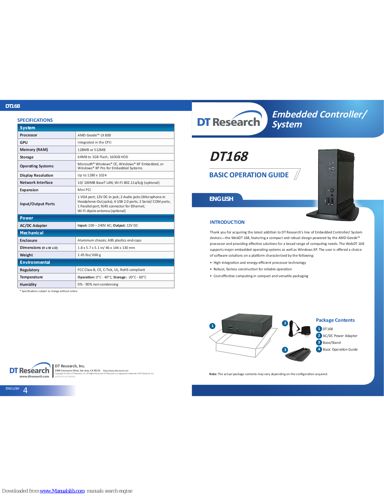 DT Research DT168 Basic Operation Manual