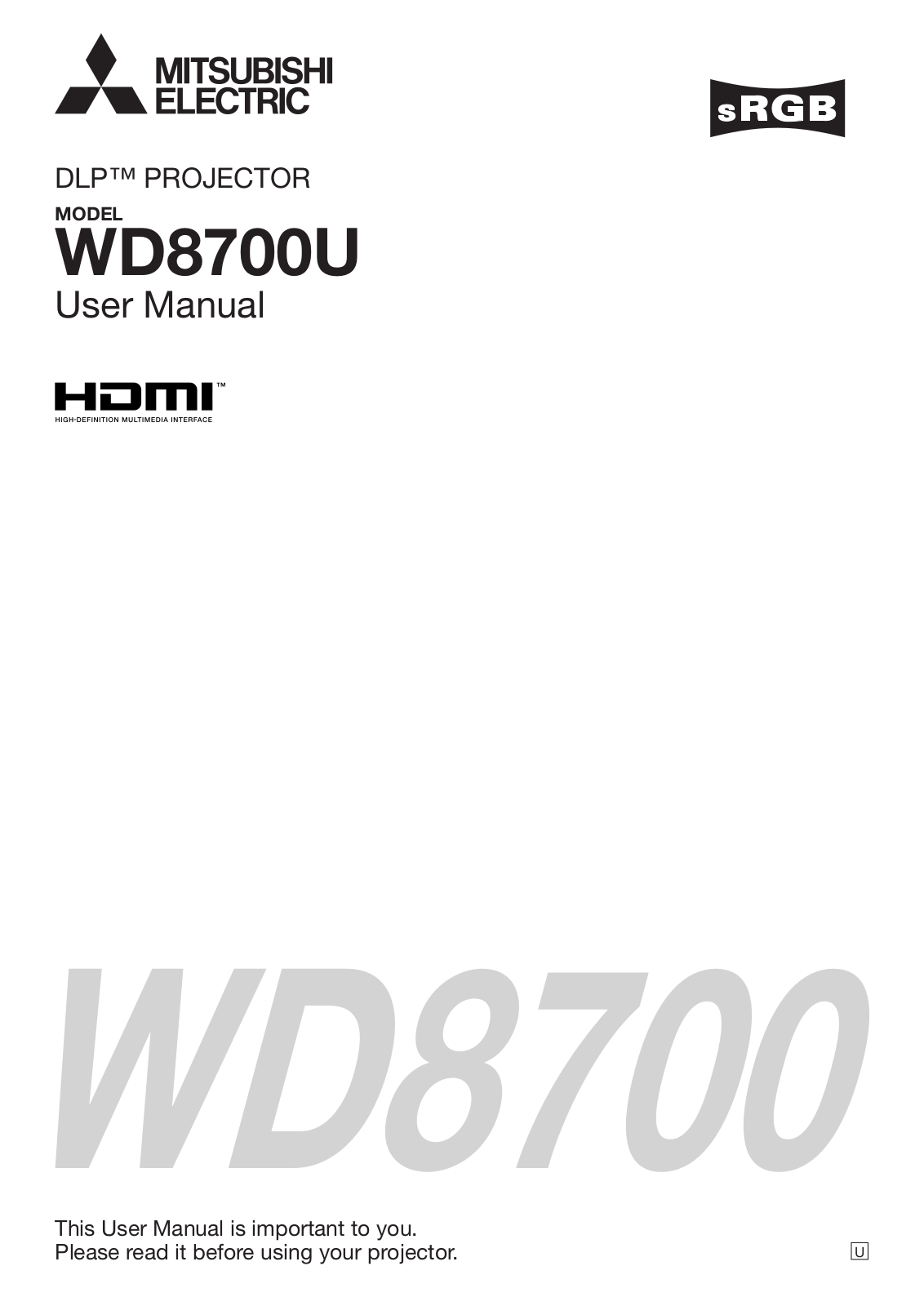 Mitsubishi WD8700U BL User Manual