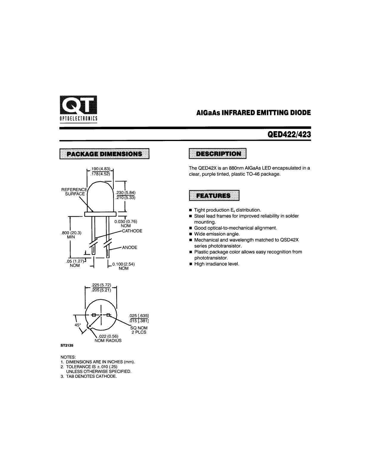 QT QED422, QED423 Datasheet