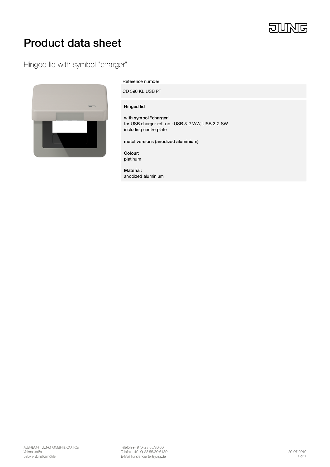 Jung CD 590 KL USB PT User Manual