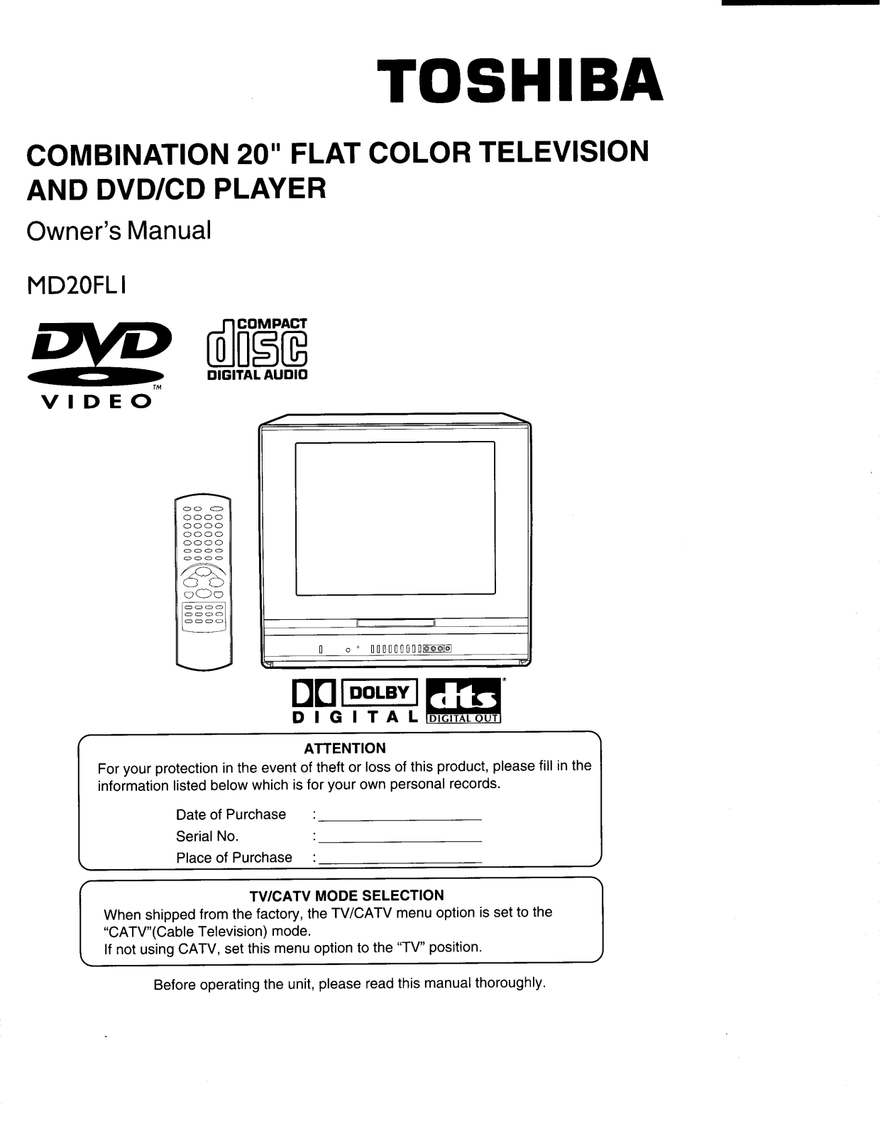 Toshiba MD20FL1 User Manual