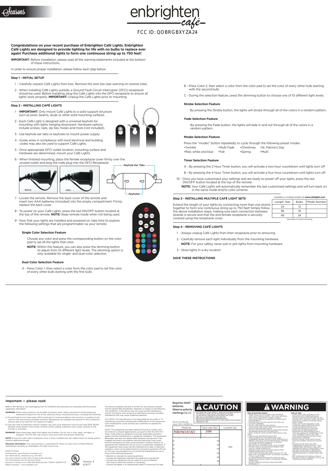 Jasco RGBXYZA24 User Manual