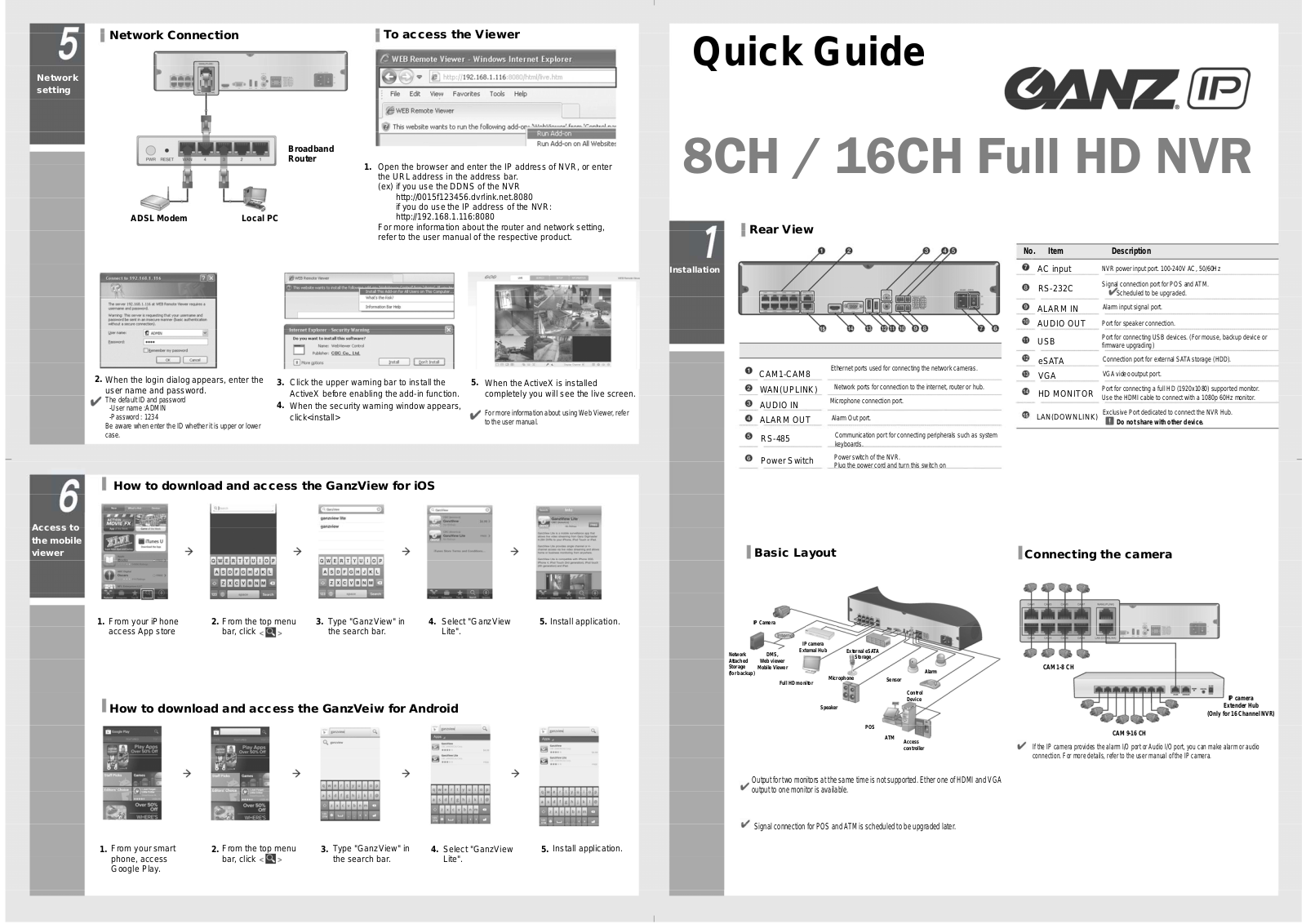 Ganz NR16H-12TB Quick Guide