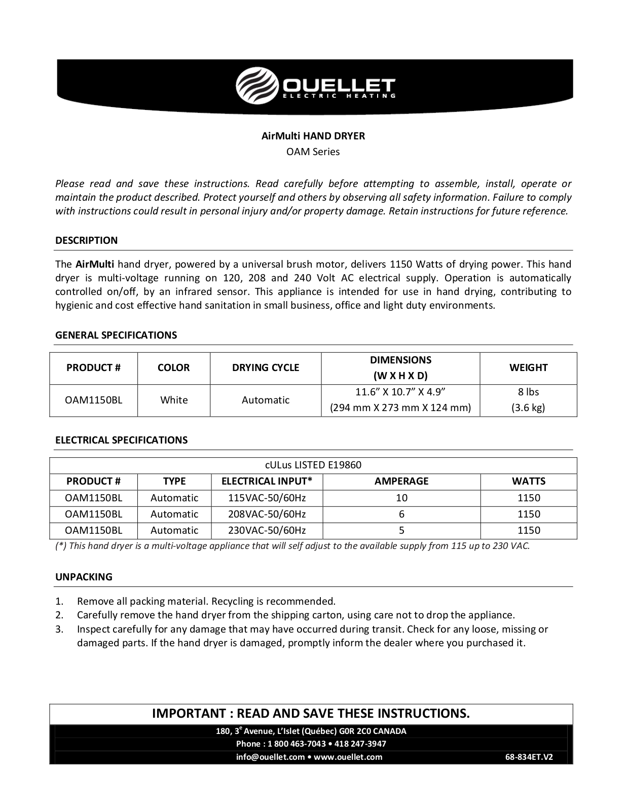 Ouellet OAM User Manual