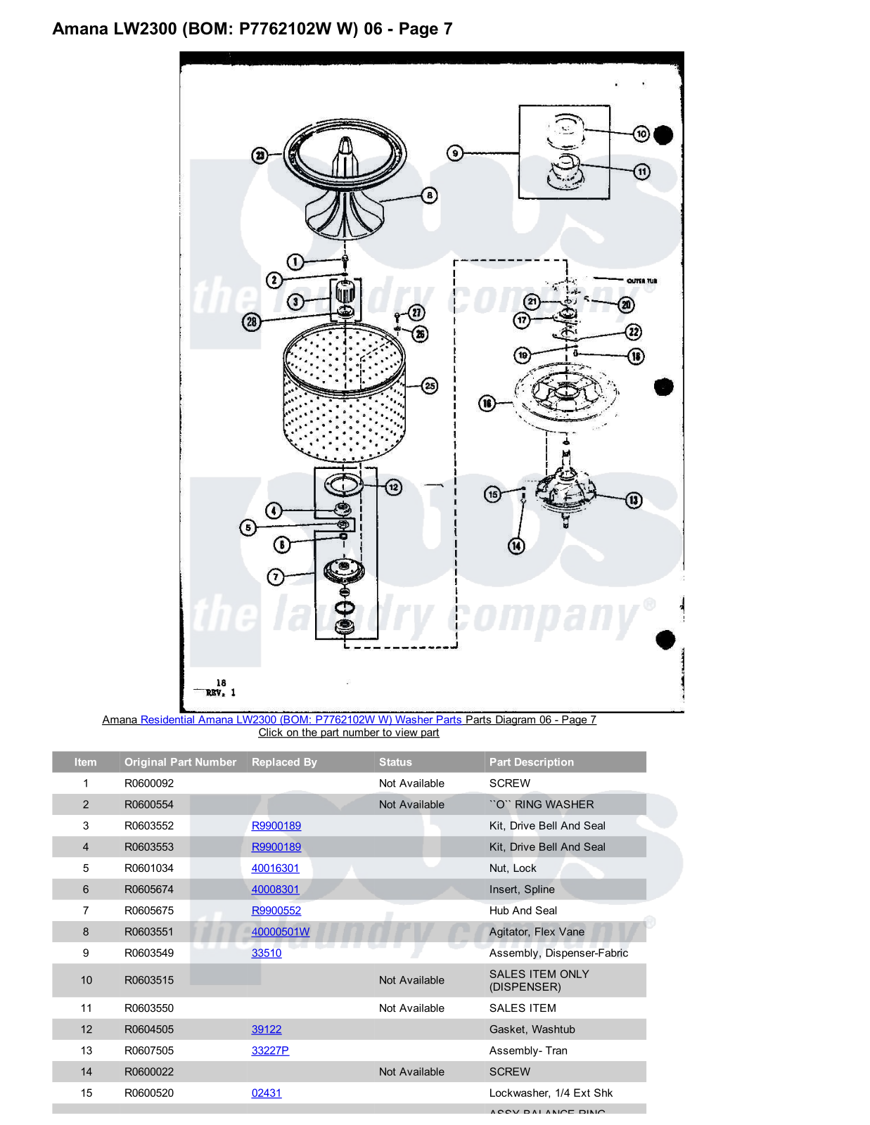 Amana LW2300 Parts Diagram