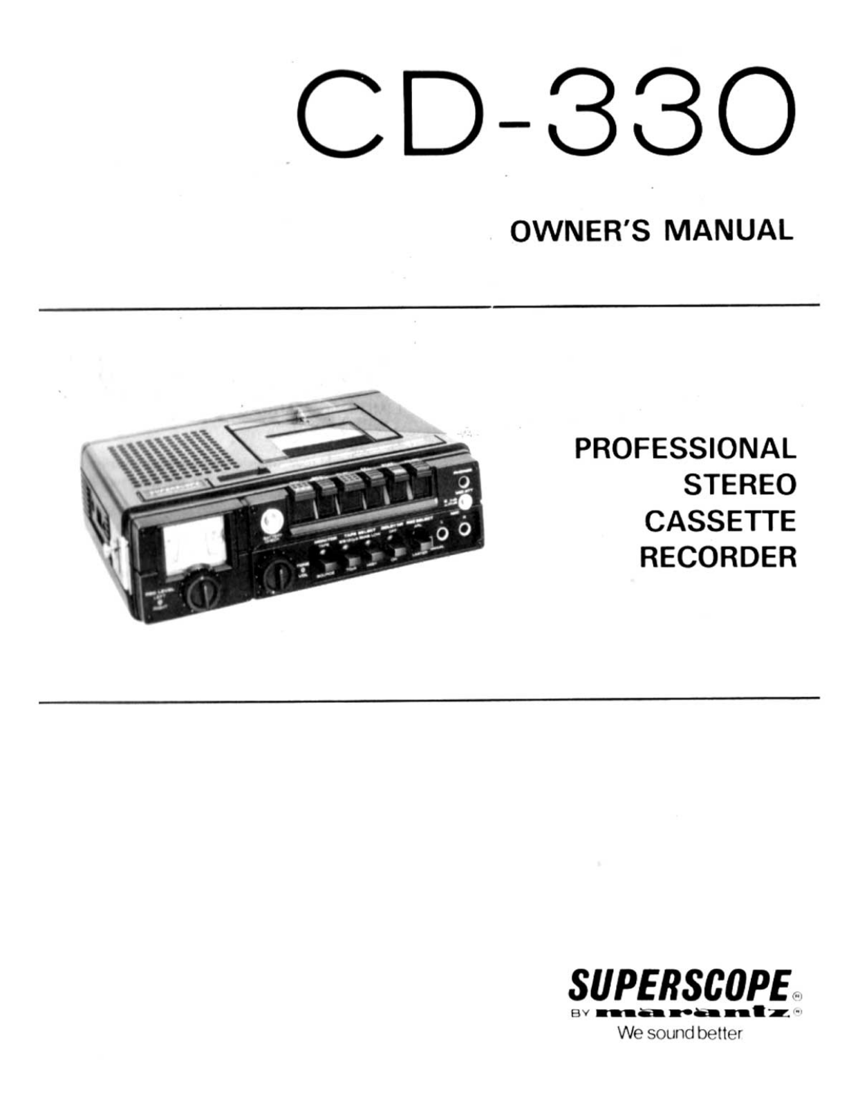 Marantz CD-330 Owners Manual