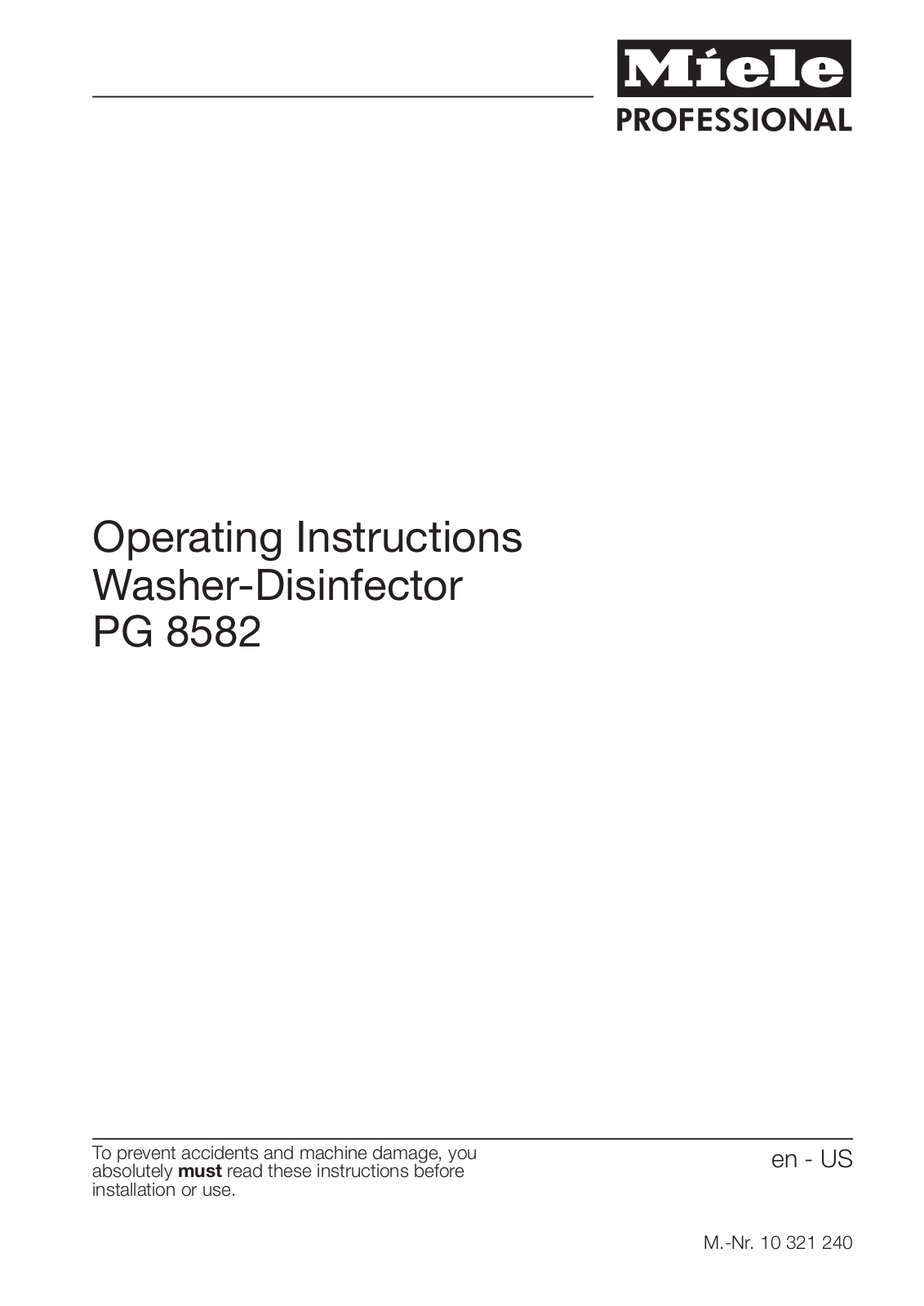 Miele PG 8582 Operating instructions