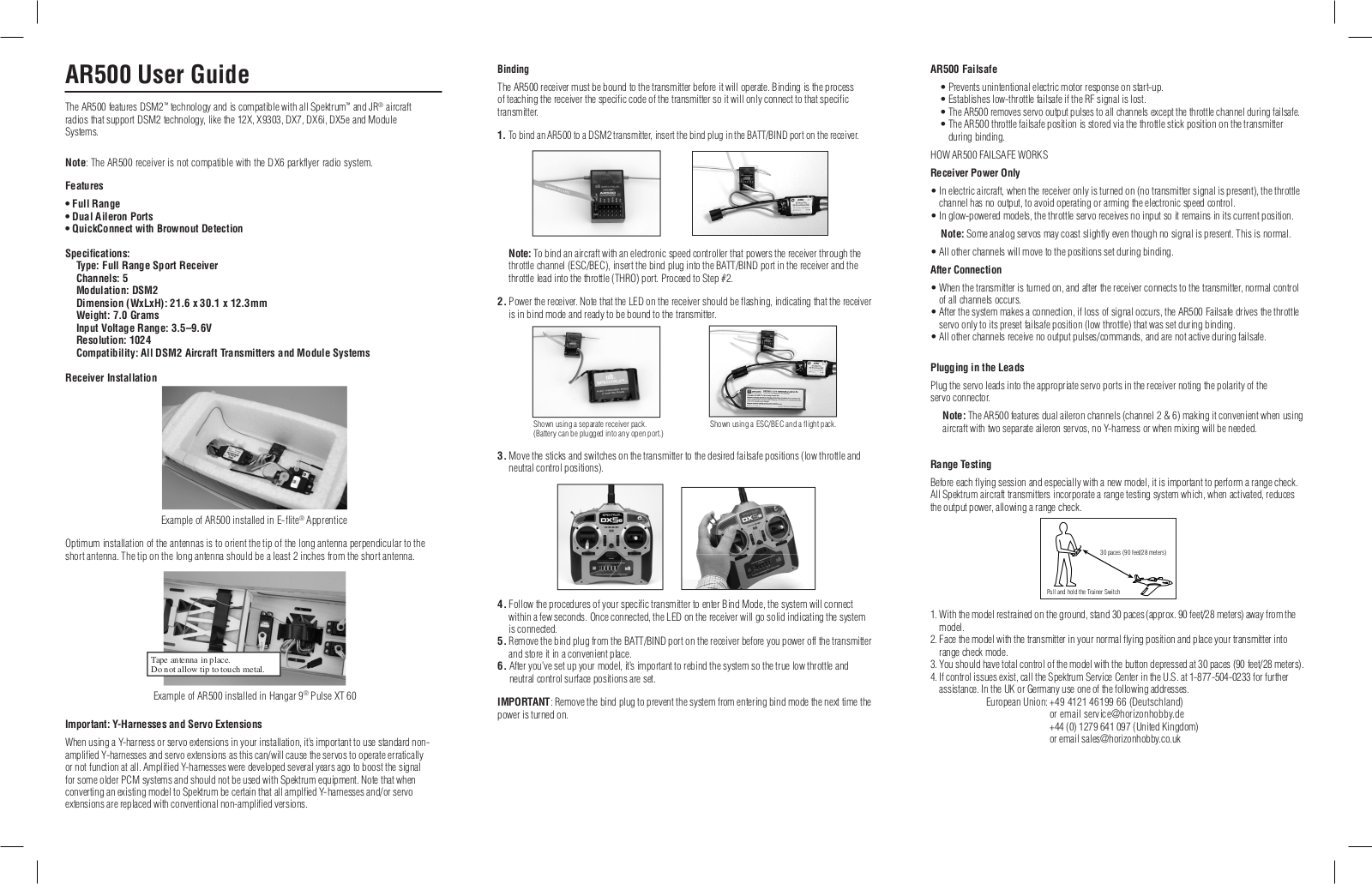 Spektrum SPMAR500 User Manual