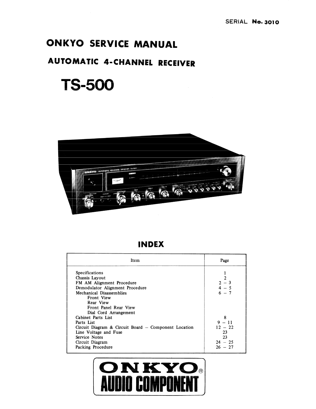 Onkyo TS-500 Service Manual