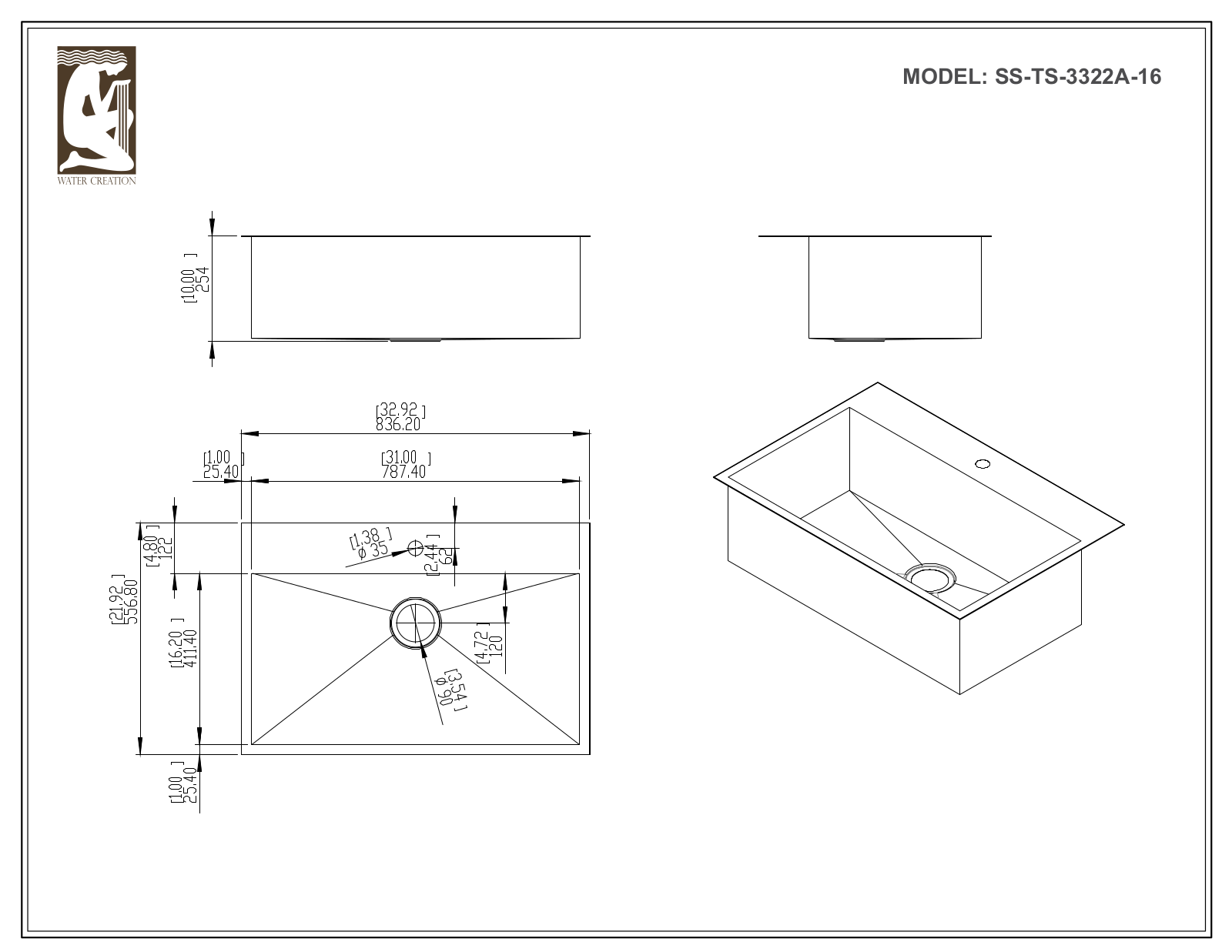 Water Creation SSTS3322A16, SSSTS3322A, SSSGTS3322A16, SSSTS3322A16 User Manual