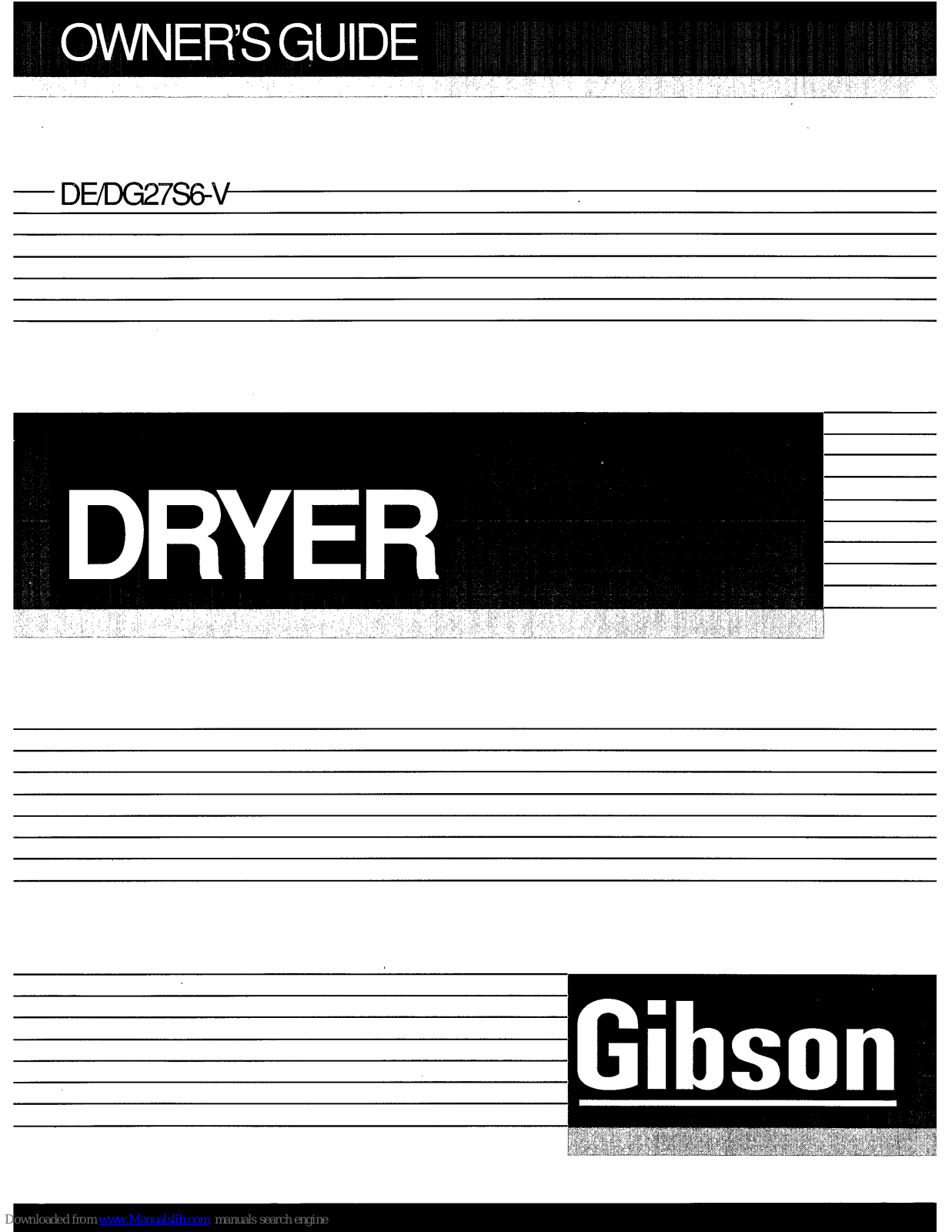 Gibson DE27S6-V, DG27S6-V Owner's Manual