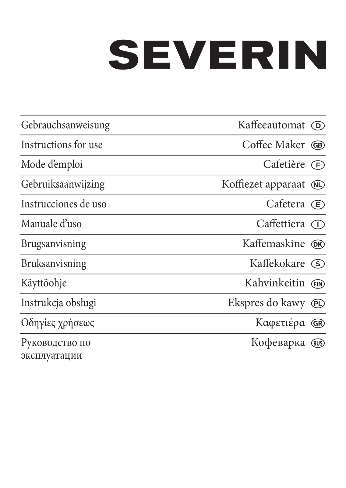 Severin KA 4214, KA 4212, KA 4213 User Manual