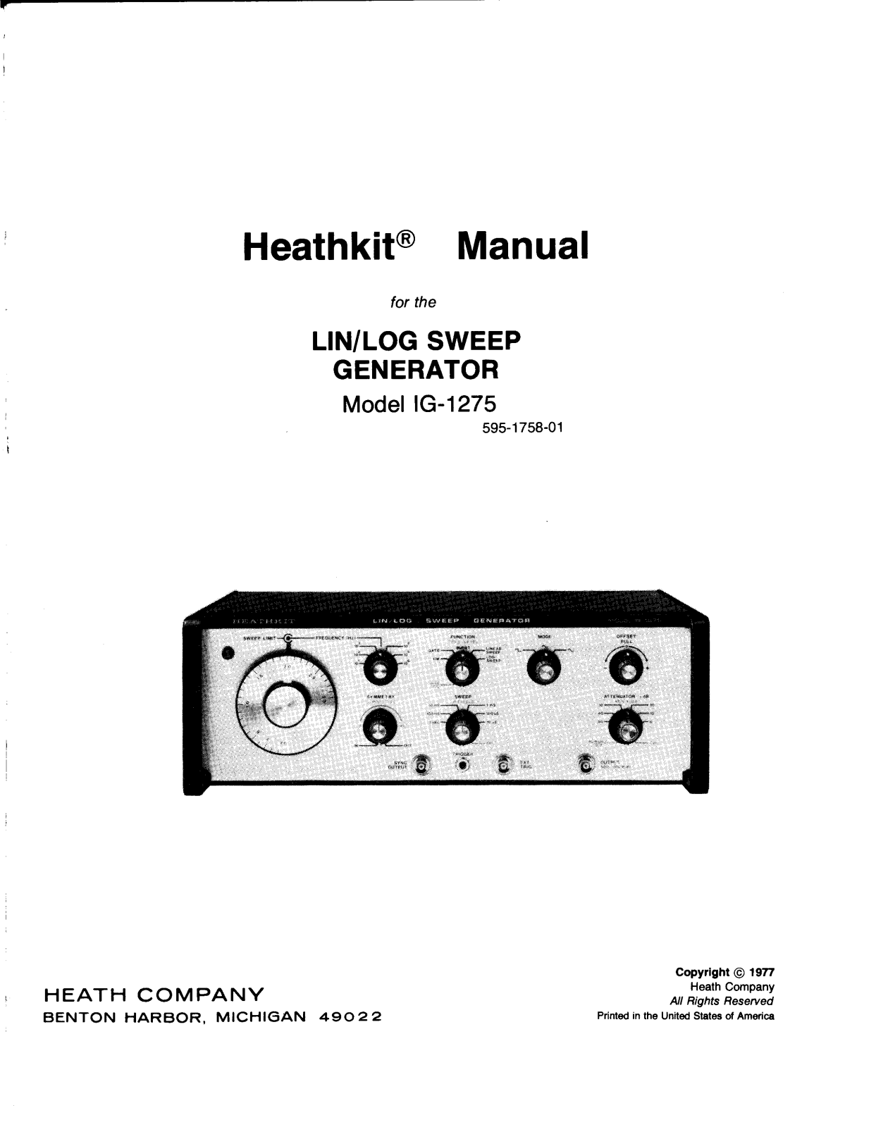 Heathkit IG-1275 User Manual