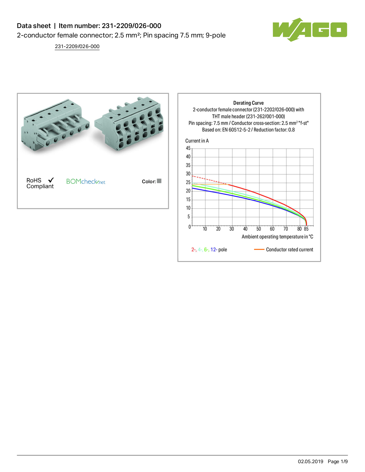 Wago 231-2209/026-000 Data Sheet