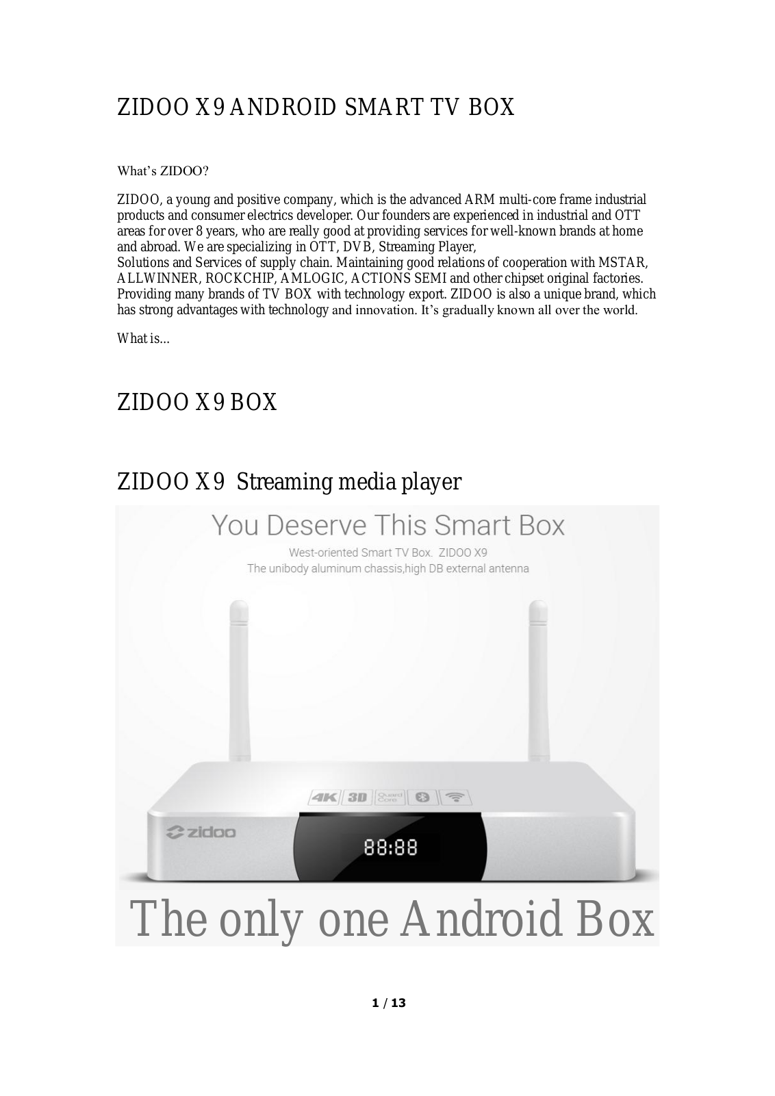 ZIDOO X9 User Manual