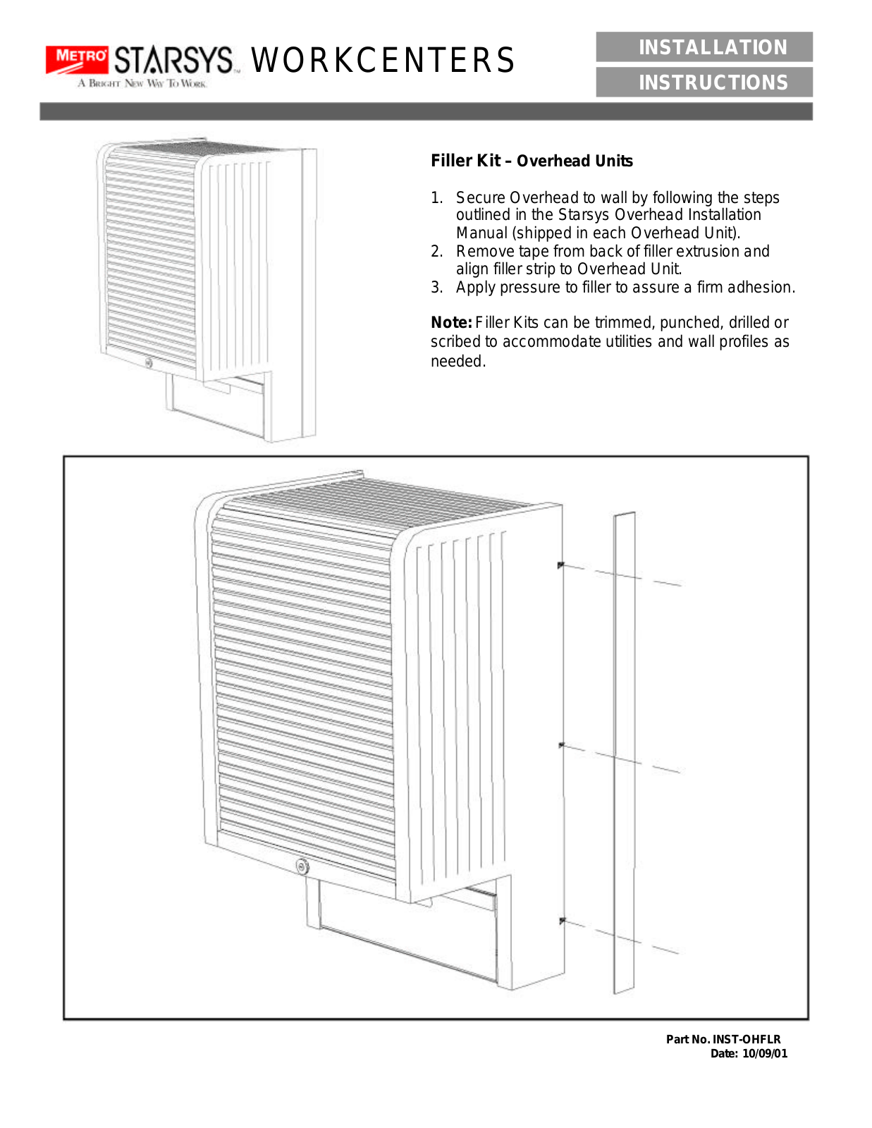 Metro Filler-Kit Overhead Units User Manual