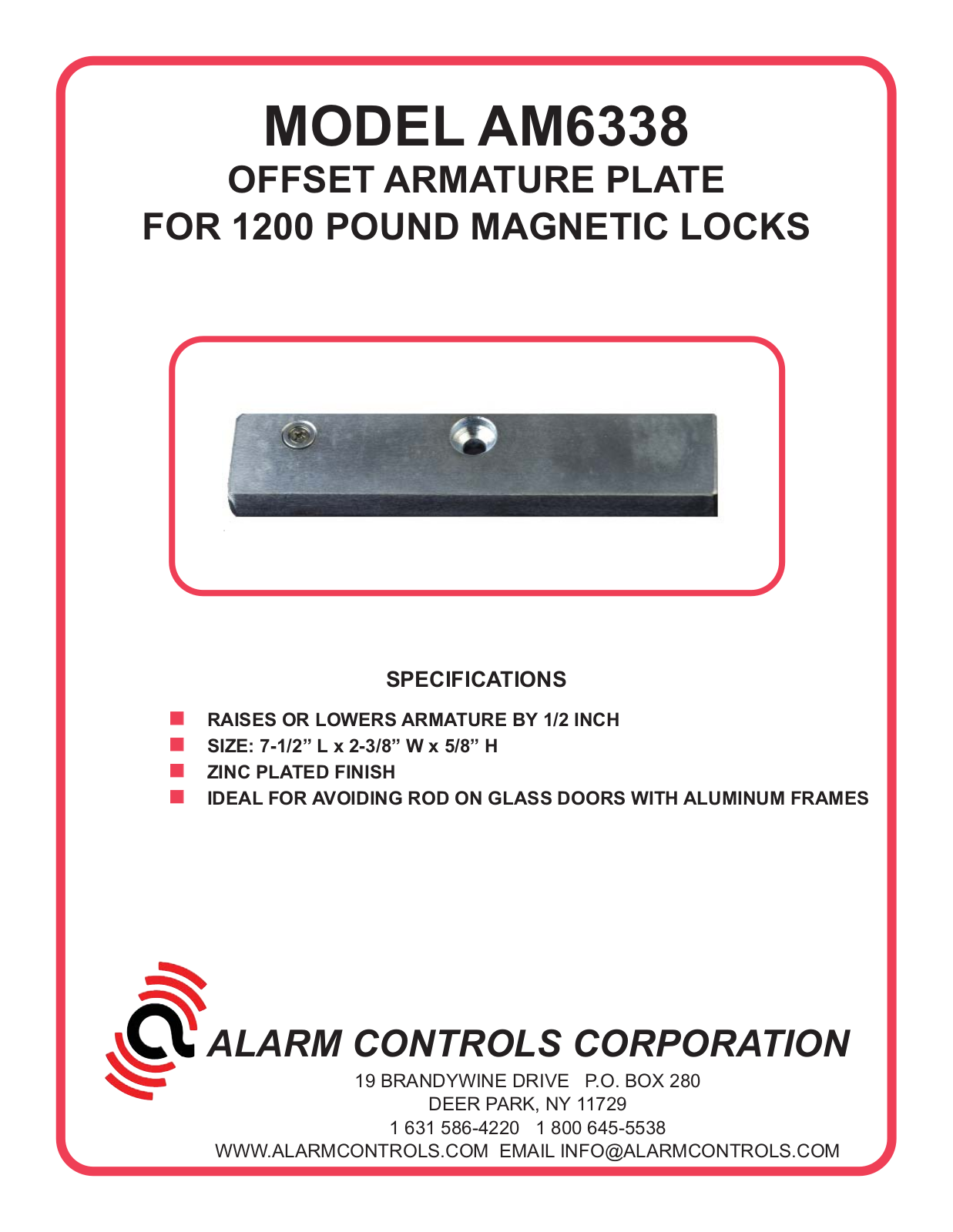 Alarm Controls AM6338 Specsheet