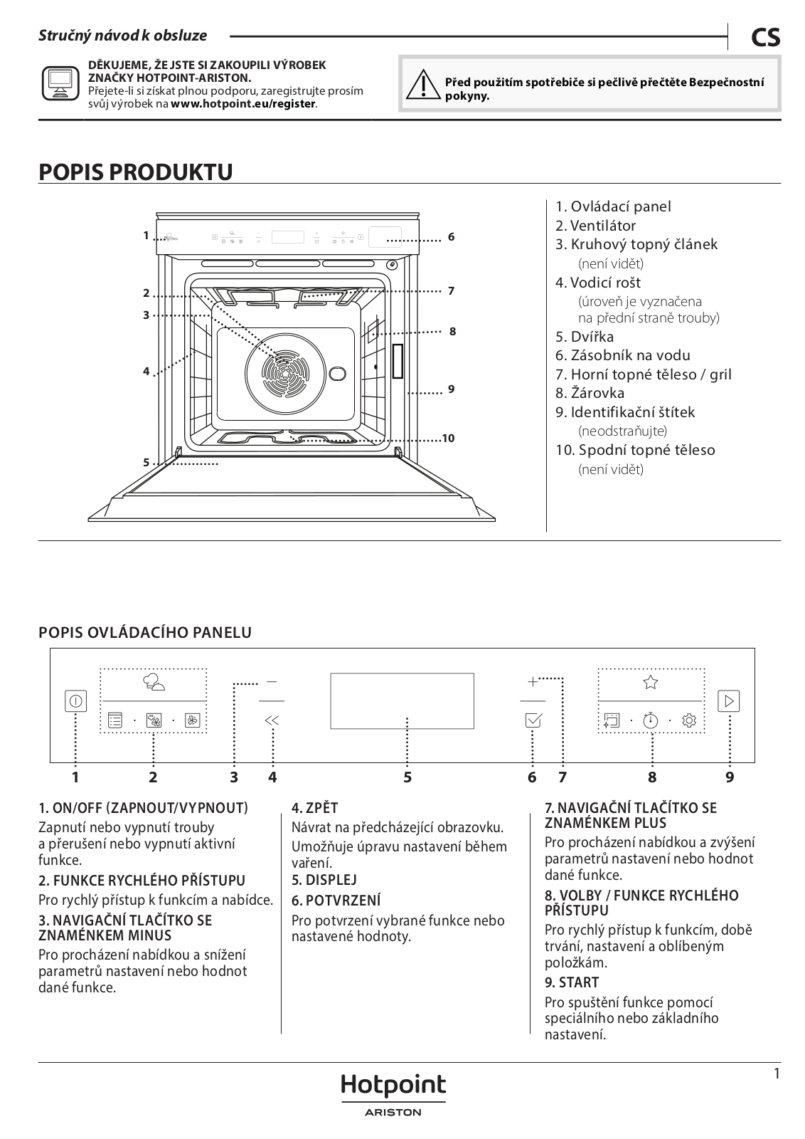 HOTPOINT/ARISTON FI6 S8C1 SH IX HA Daily Reference Guide