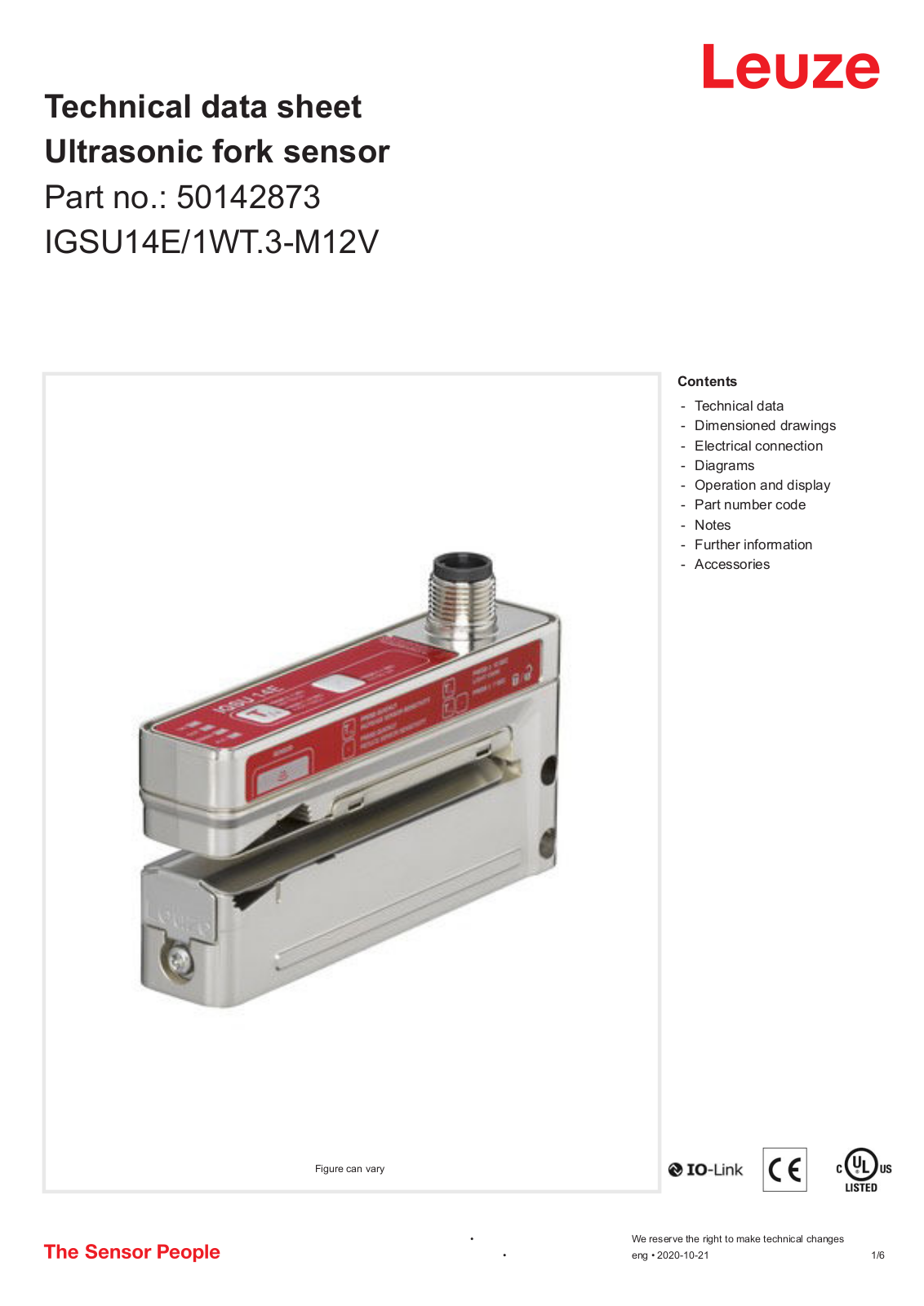 Leuze 50142873 Data Sheet