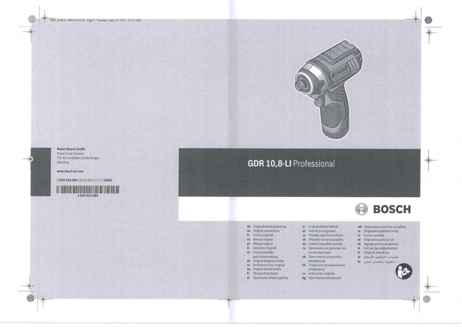 Bosch GDR 10.8-Li Professional User guide