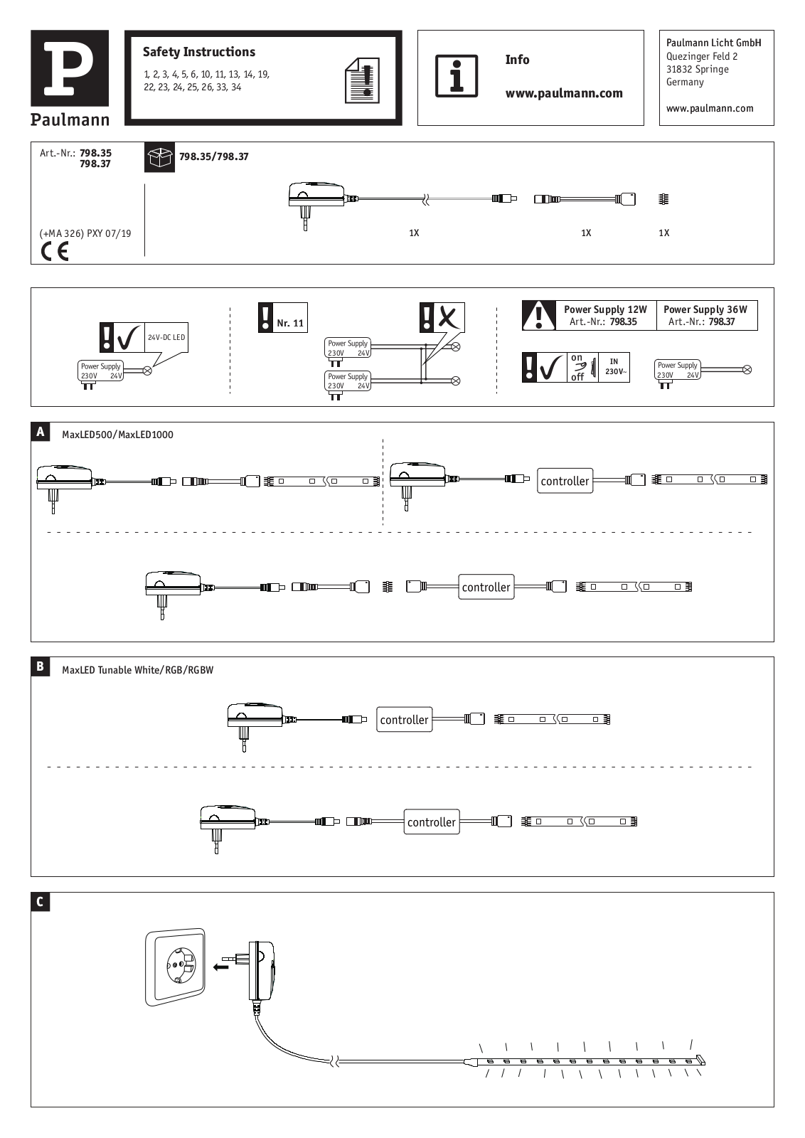 Paulmann 79835, 79837 Safety instructions - ManualMachine.com