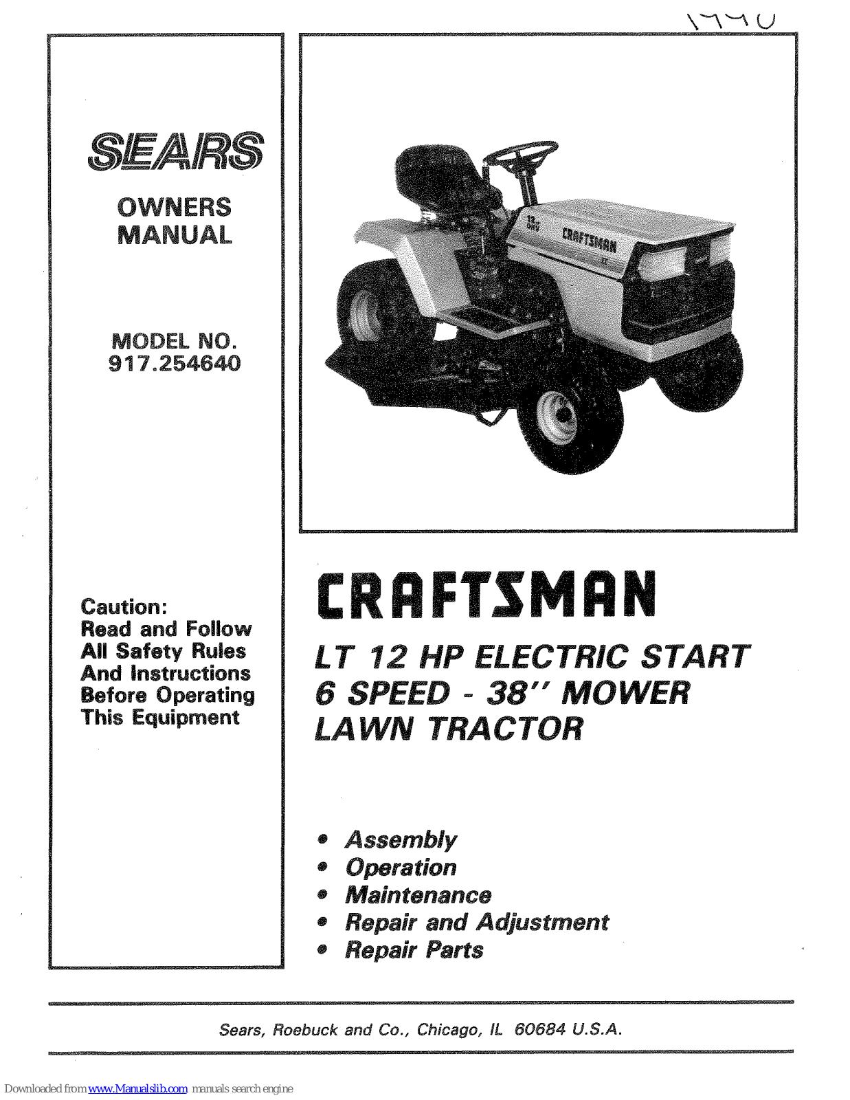 Sears Craftsman 917.254640 Operation Manual