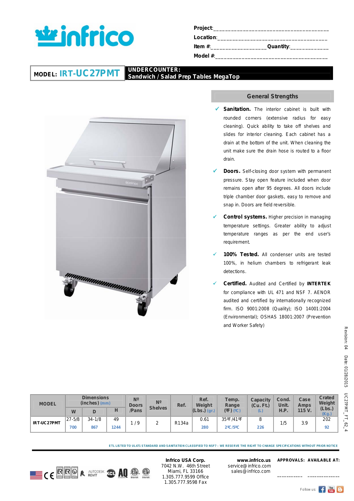 Infrico IRT-UC27PMT User Manual