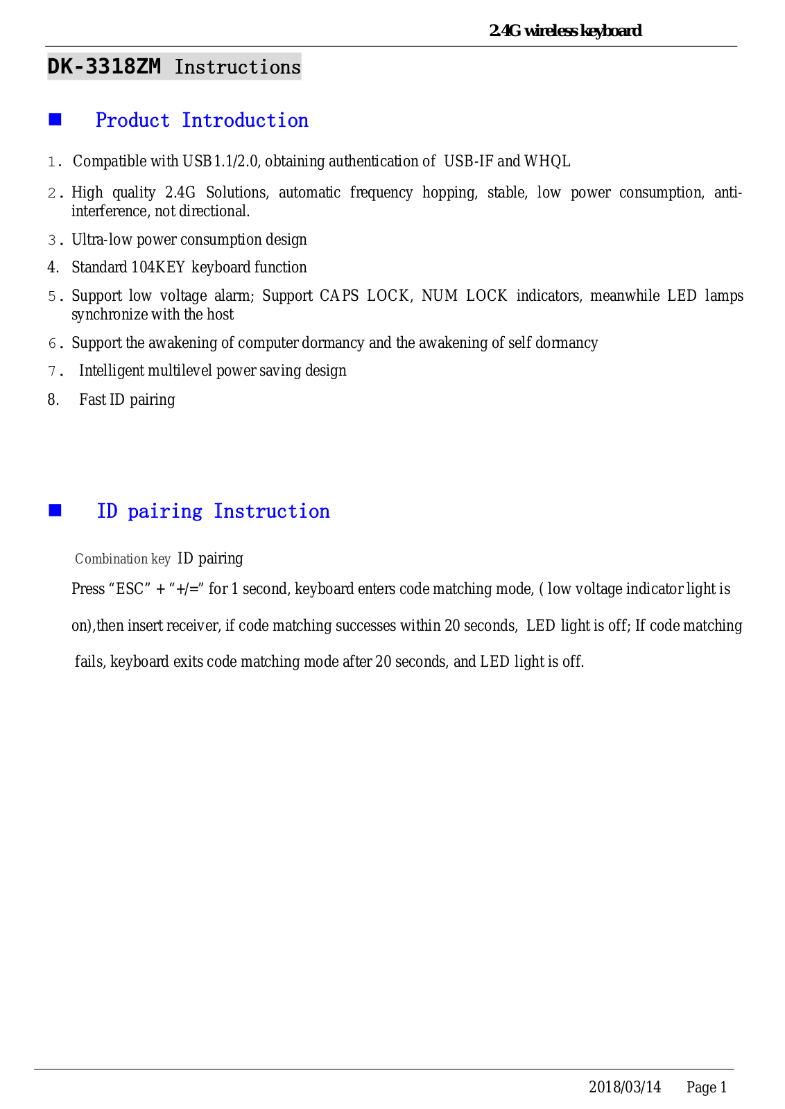 Dongguan Siliten Electronics DK 3318ZM User Manual